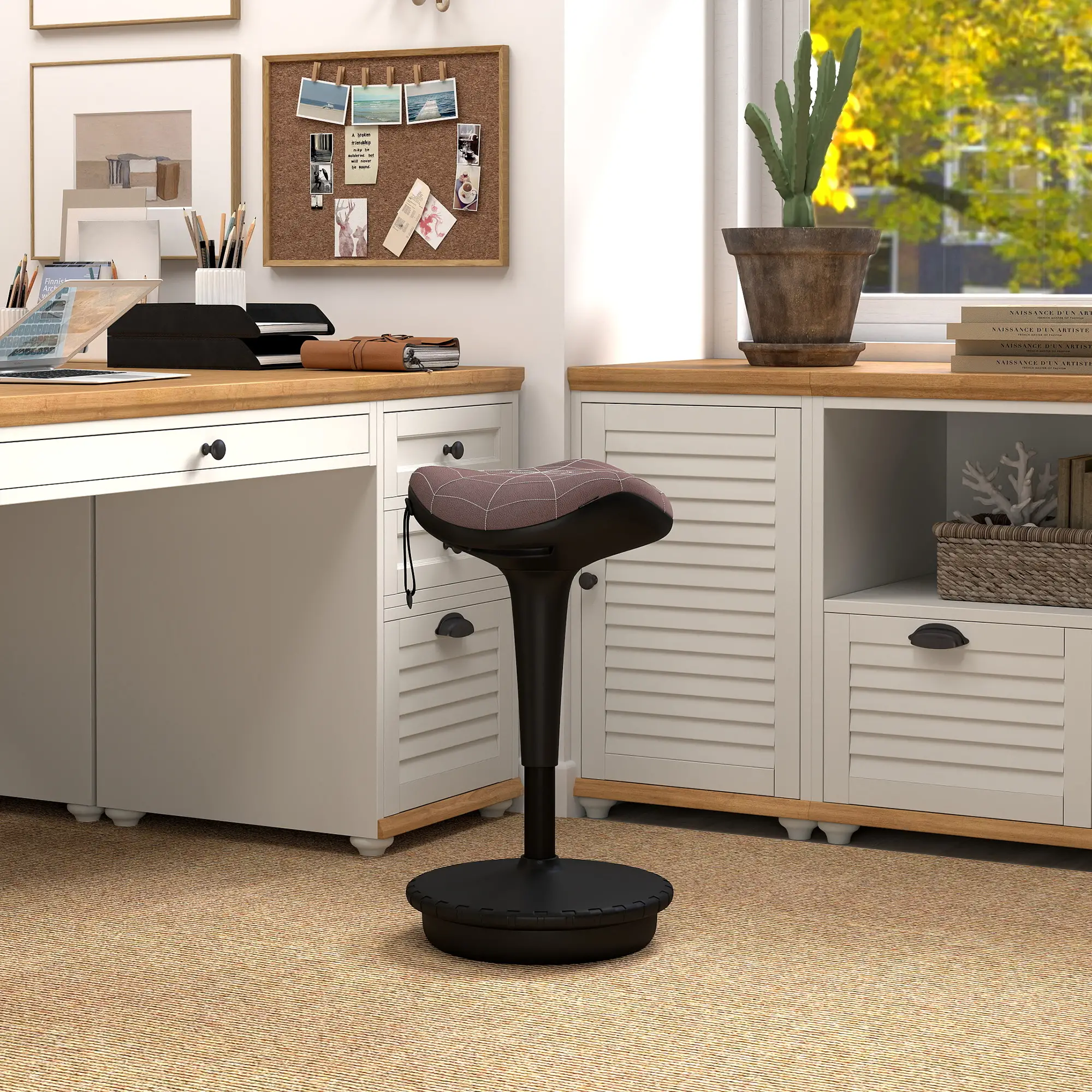 Backless Wobble Stool, Adjustable Standing Desk Chair, Brown - Image 8