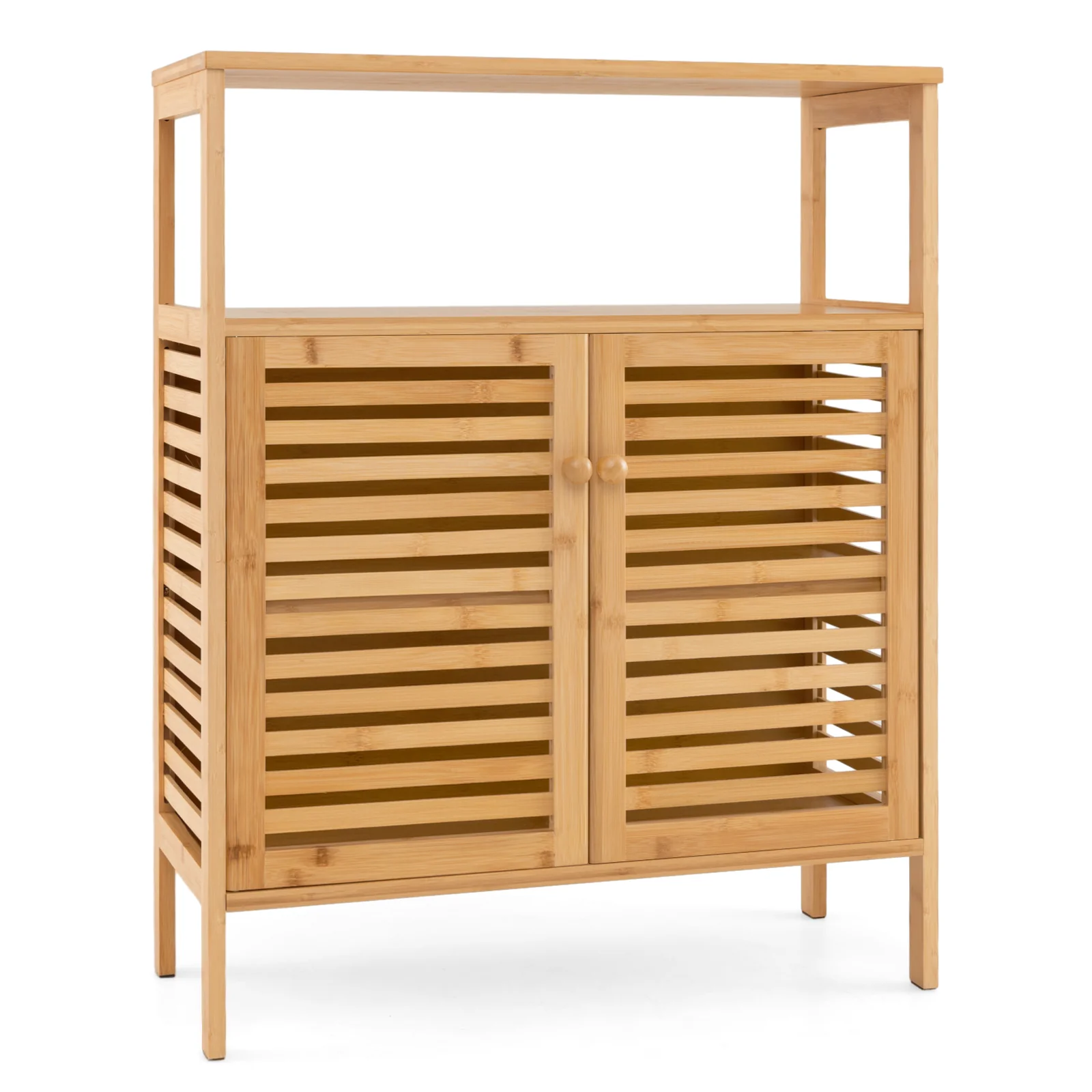 Bamboo Bathroom Storage Cabinet, Shutter Doors, Natural