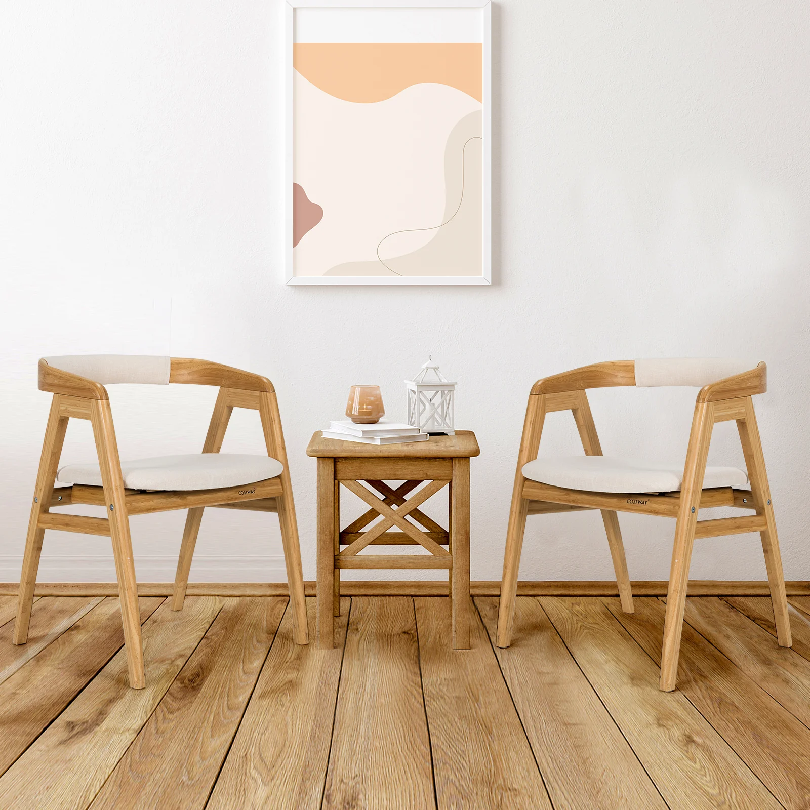 Bamboo Dining Chair, Curved Back, Anti-Slip Foot Pads, Natural - Image 3