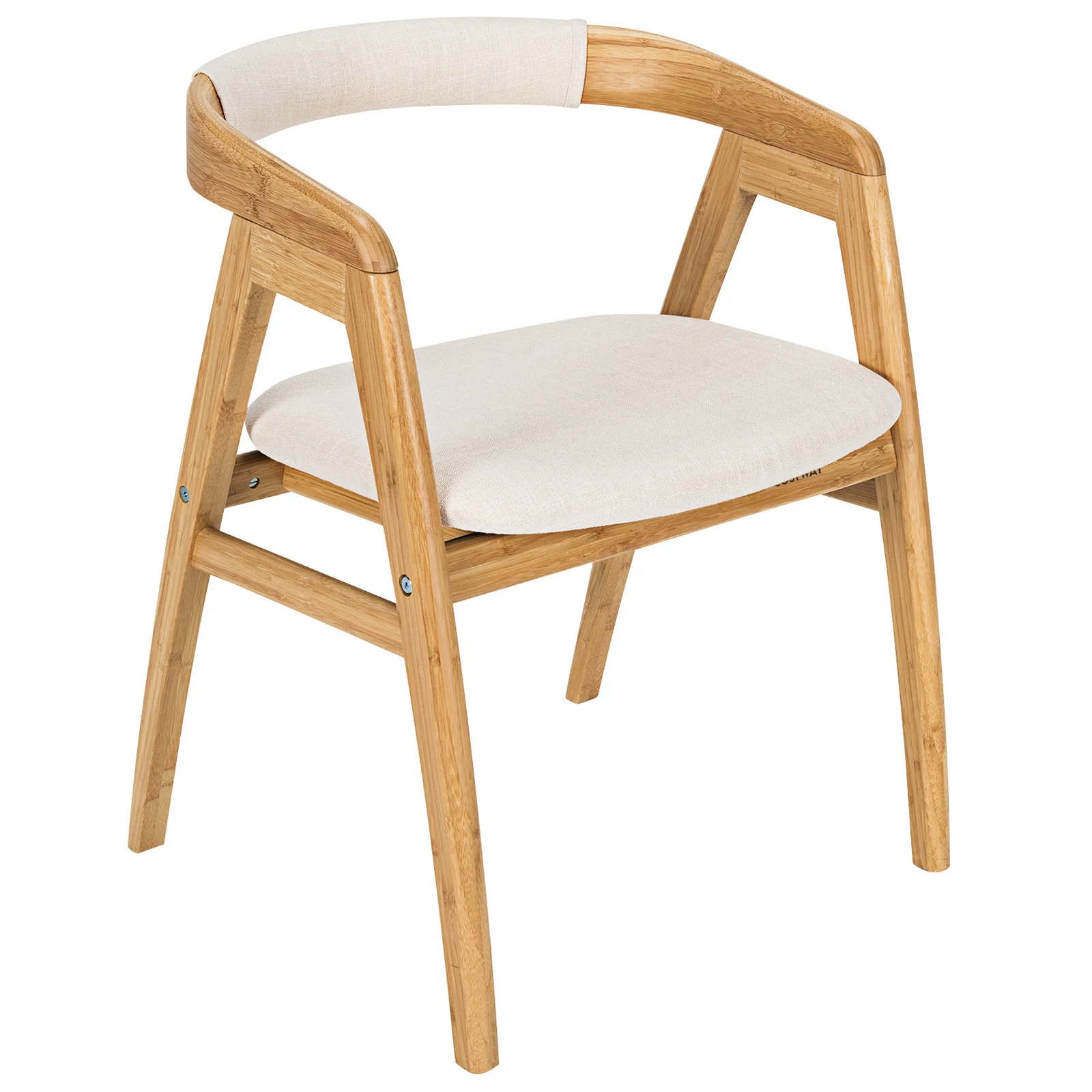 Bamboo Dining Chair, Curved Back, Anti-Slip Foot Pads, Natural - Image 4