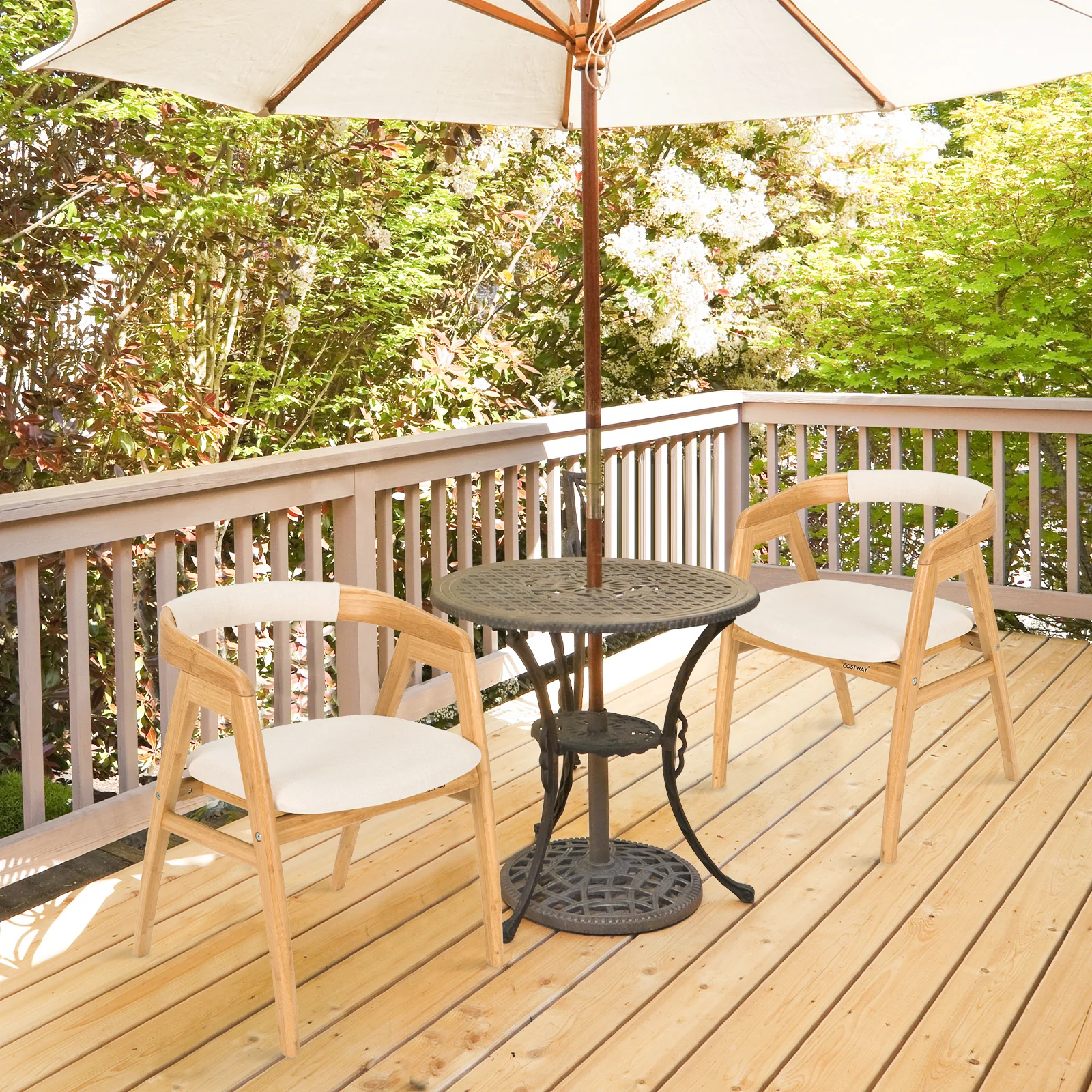Bamboo Dining Chair, Curved Back, Anti-Slip Foot Pads, Natural - Image 7