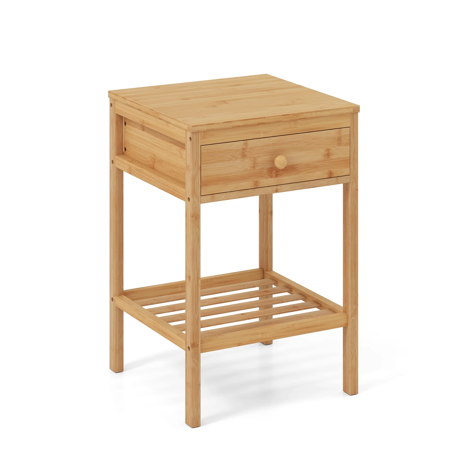 Bamboo Nightstand, 1/2 Size, Storage Drawer, Open Shelf - Image 5