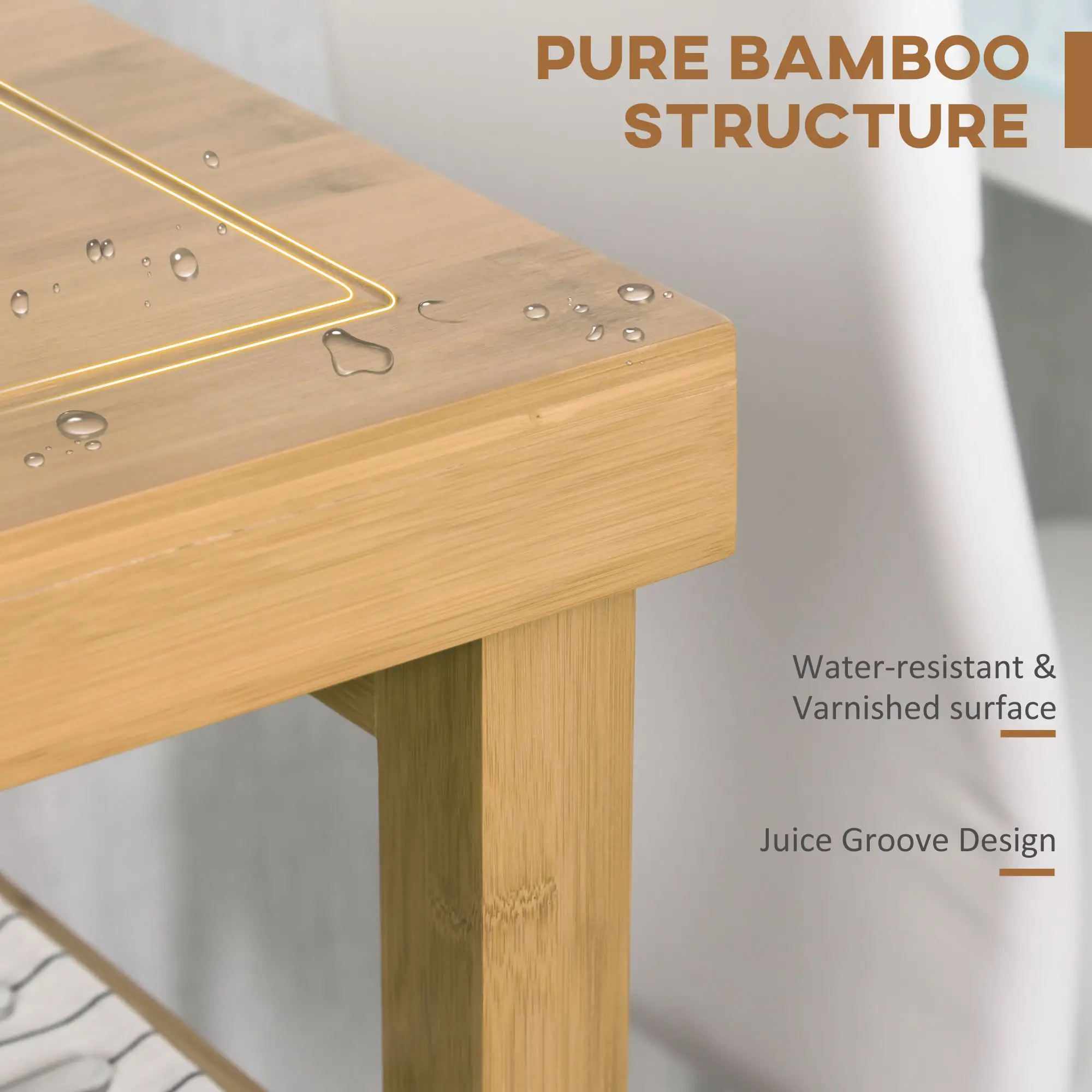Bamboo Rolling Kitchen Island, Drawers, Shelves - Image 5