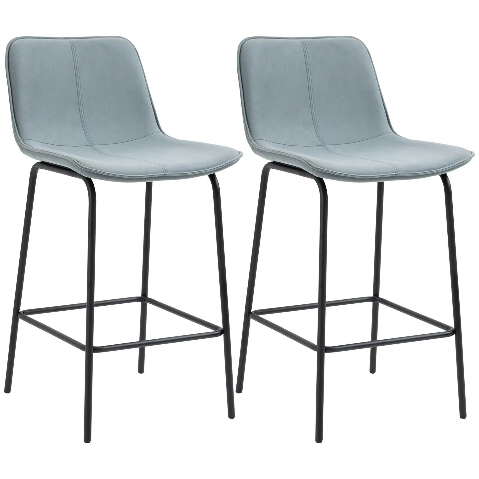 Bar Stools Set of 2, Upholstered Counter Height Bar Chairs, Kitchen Stools with Steel Legs - Image 11