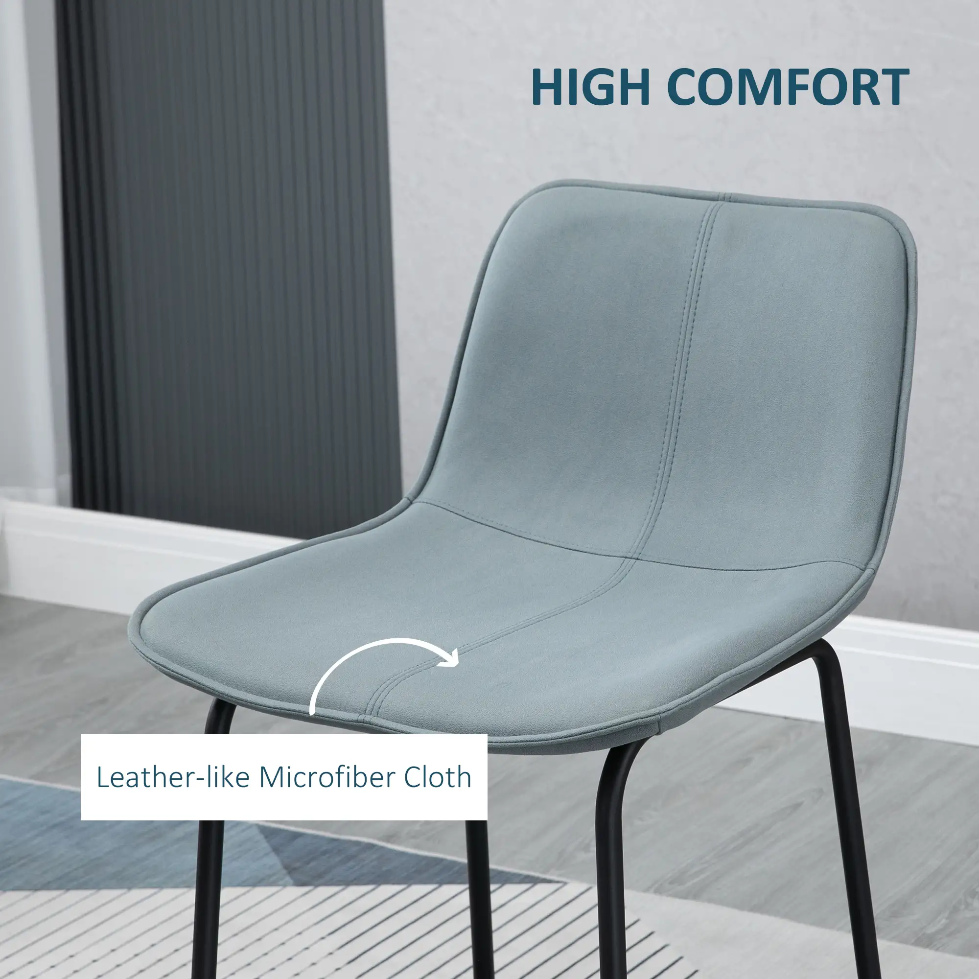 Bar Stools Set of 2, Upholstered Counter Height Bar Chairs, Kitchen Stools with Steel Legs - Image 5