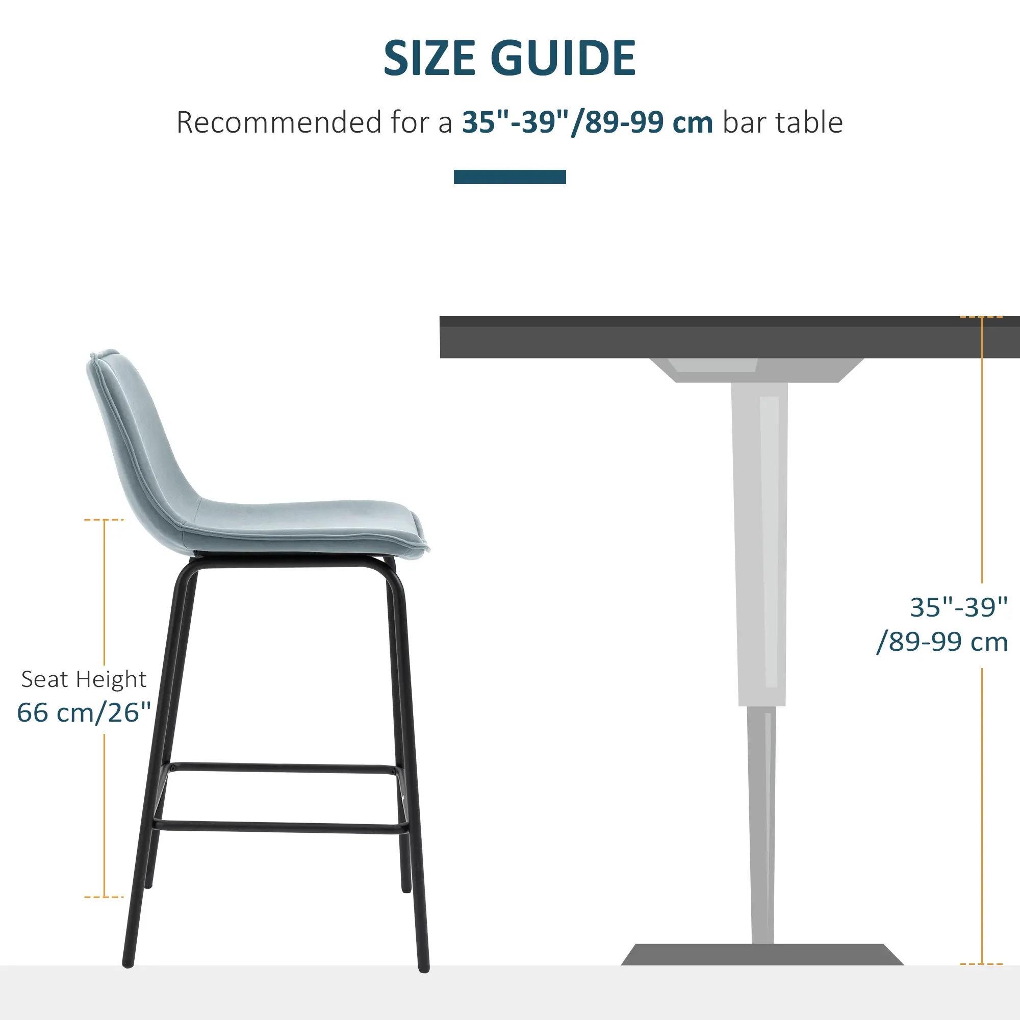 Bar Stools Set of 2, Upholstered Counter Height Bar Chairs, Kitchen Stools with Steel Legs - Image 7
