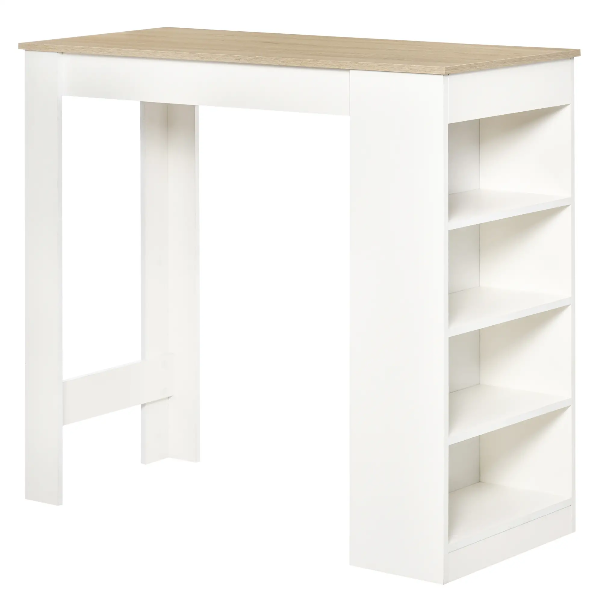 Bar Table, High Top Pub Table with 4 Shelves, Modern Bar Height, Natural - Image 11