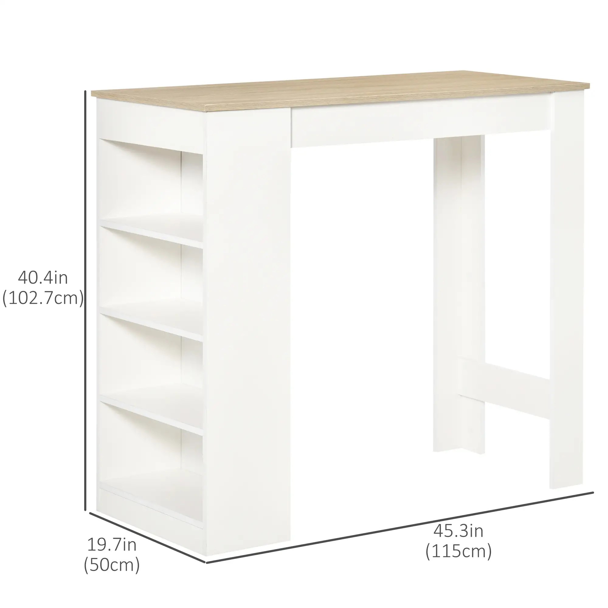 Bar Table, High Top Pub Table with 4 Shelves, Modern Bar Height, Natural - Image 3