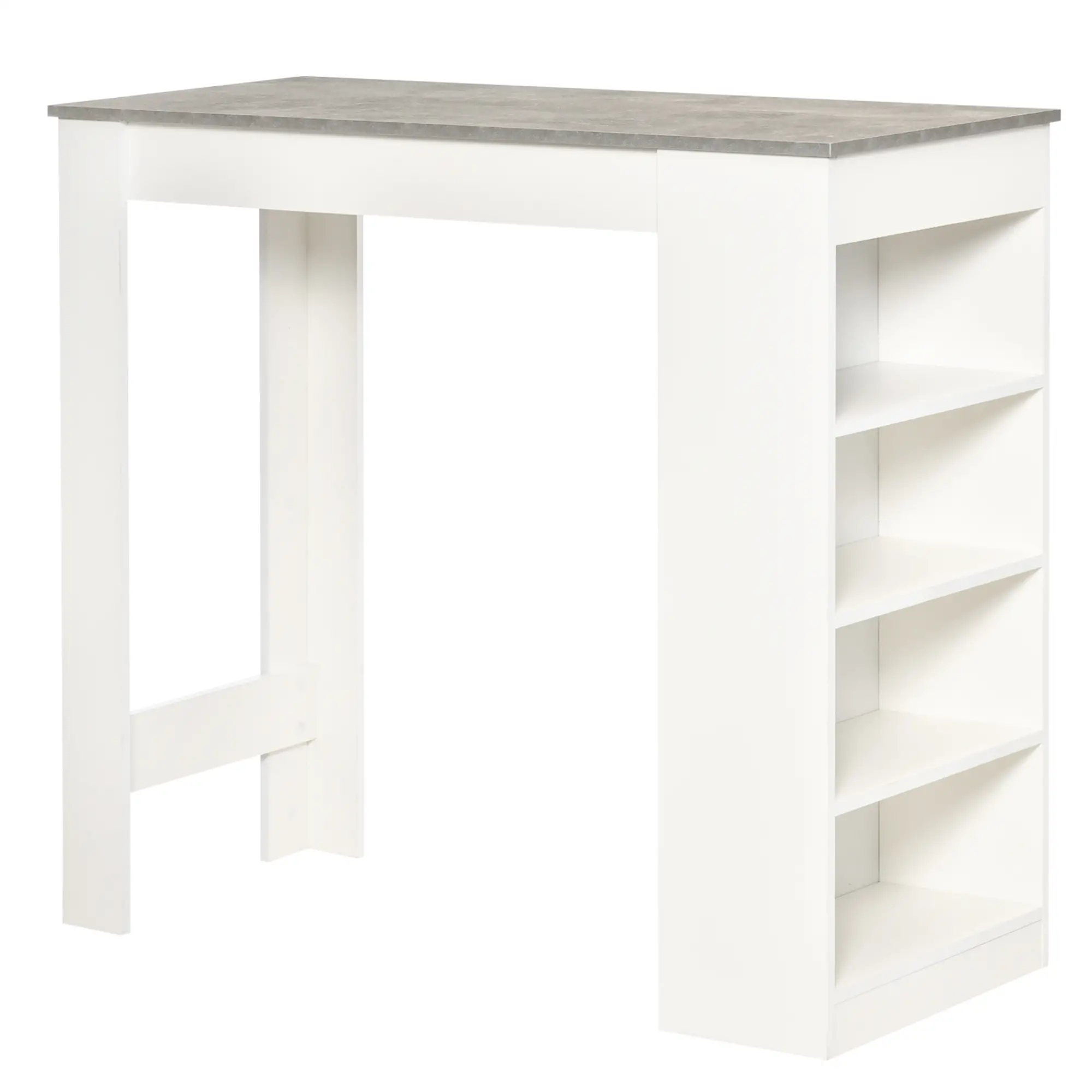 Bar Table, High Top Pub Table with 4 Shelves, Modern, Grey