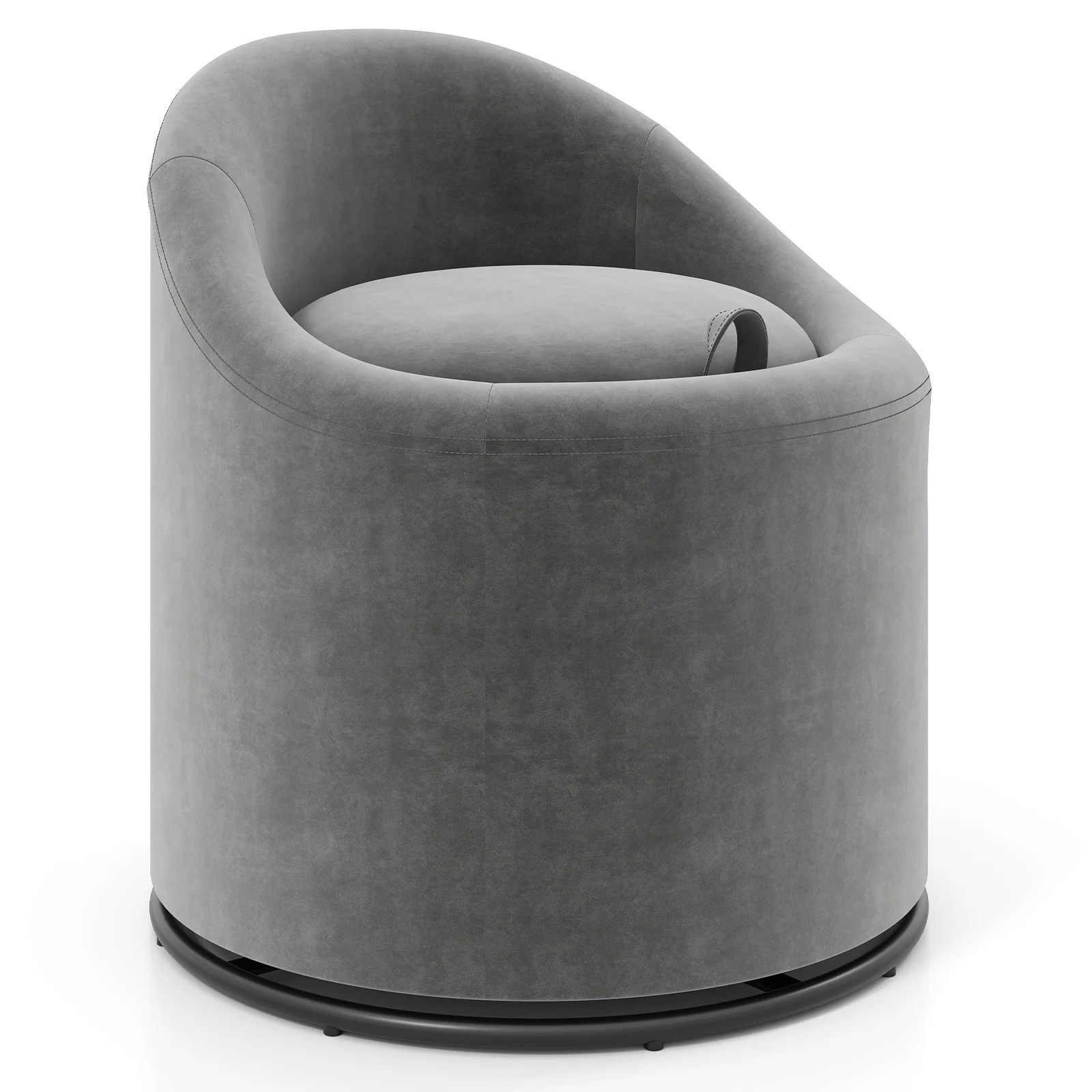 Barrel Chair With Storage, 360° Swivel Upholstered Vanity Chair, Gray - Image 4