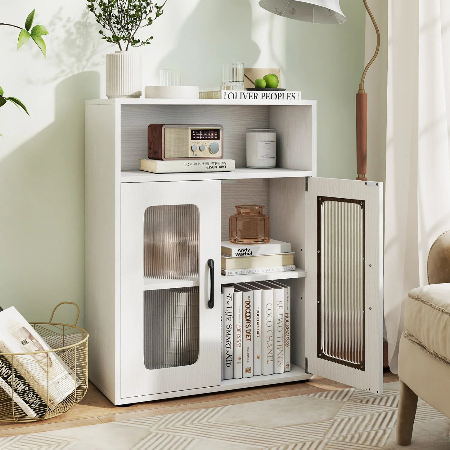 Bathroom Cabinet, 2 Doors, 3-Level Adjustable Shelf, White - Image 6