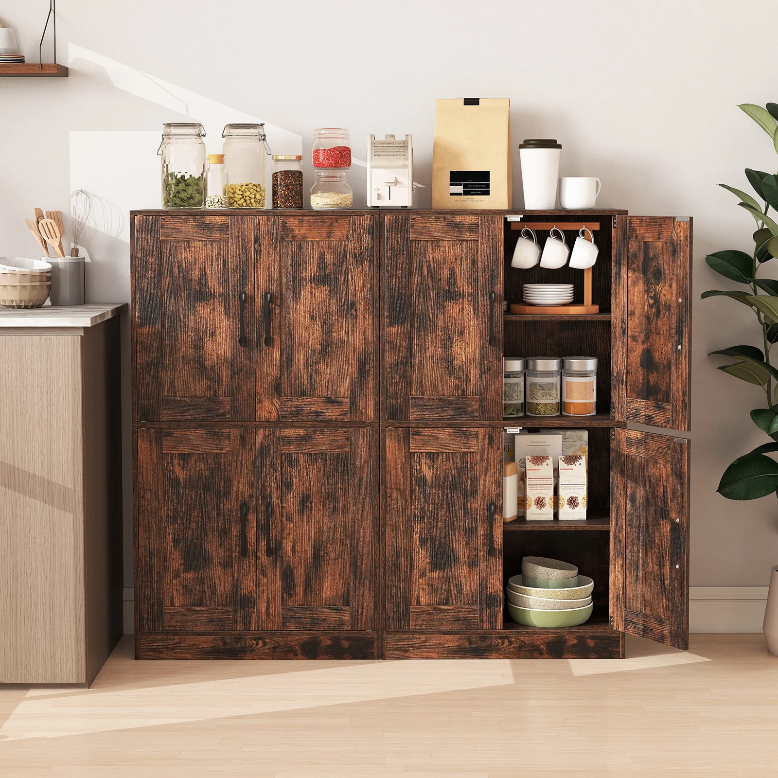 Bathroom Cabinet, 43.5 Inch, Doors, Adjustable Shelves, Rustic Brown - Image 7