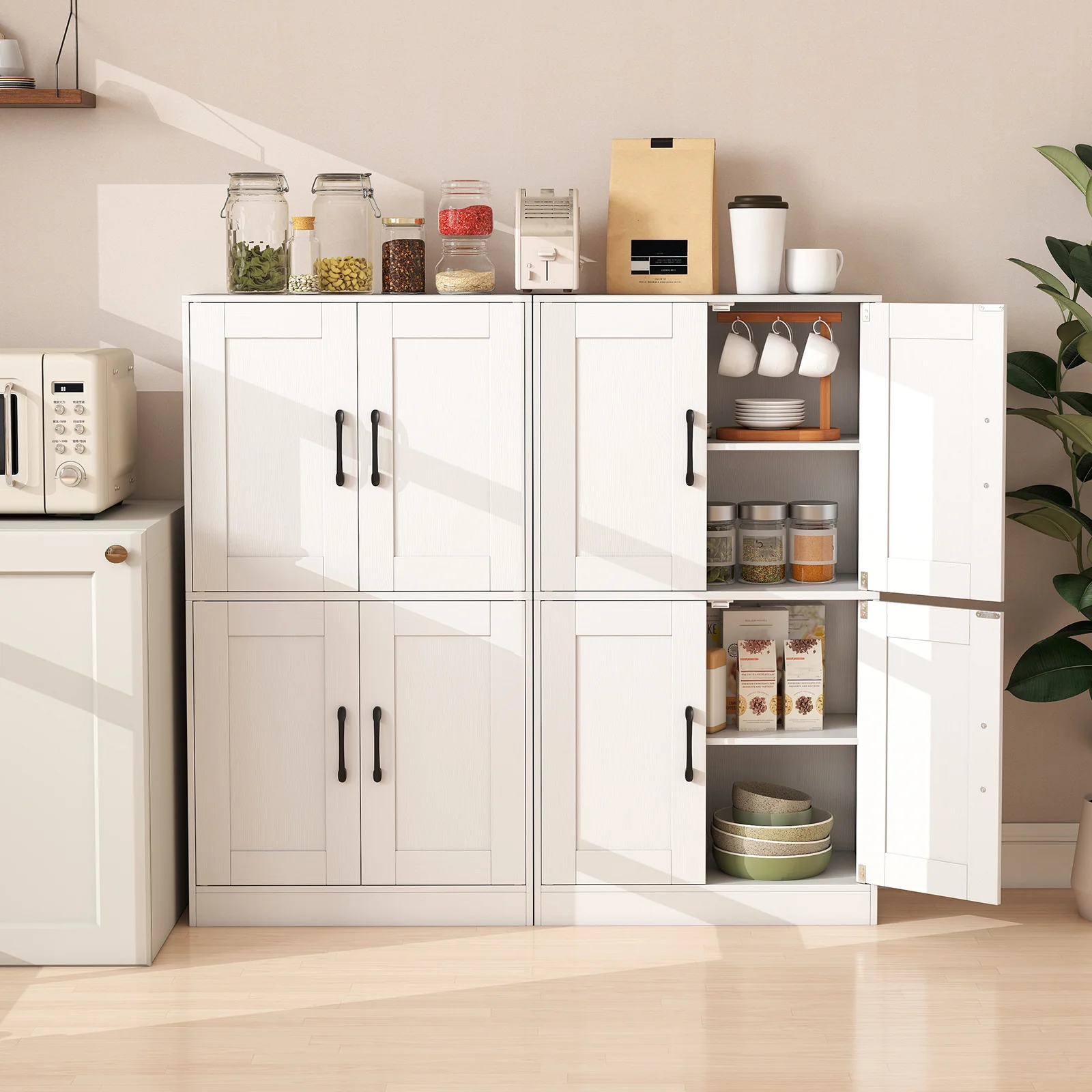 Bathroom Cabinet 43.5 Inch, Storage With Doors, Adjustable Shelves, White - Image 6