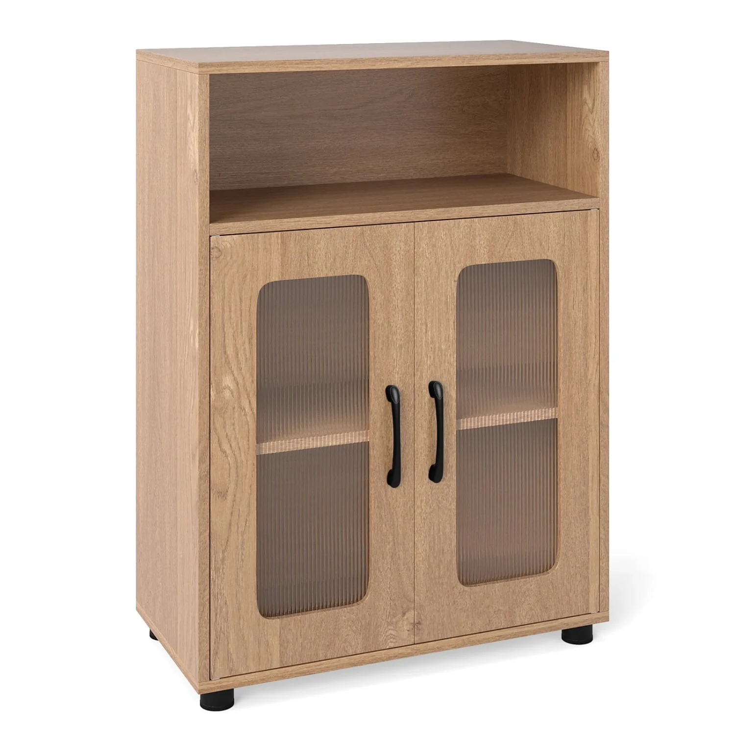 Bathroom Cabinet Freestanding Cabinet with 2 Doors and 3-Level Adjustable Shelf, Natural - Image 4