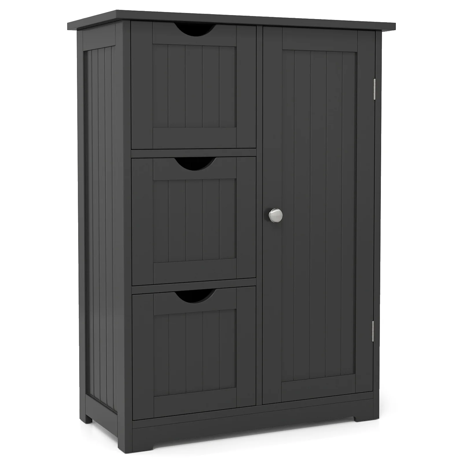 Bathroom Floor Cabinet, 3 Drawers, 1 Cupboard, Black - Image 4