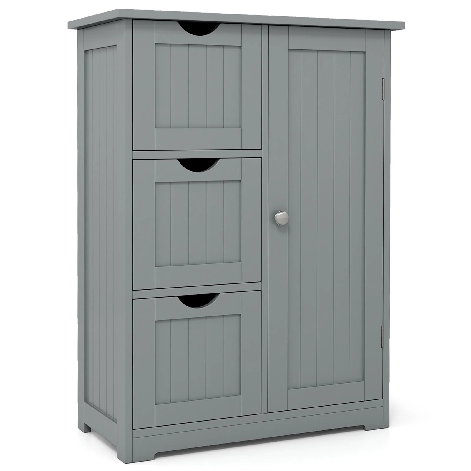 Bathroom Floor Cabinet, 3 Drawers 1 Cupboard, Gray - Image 4