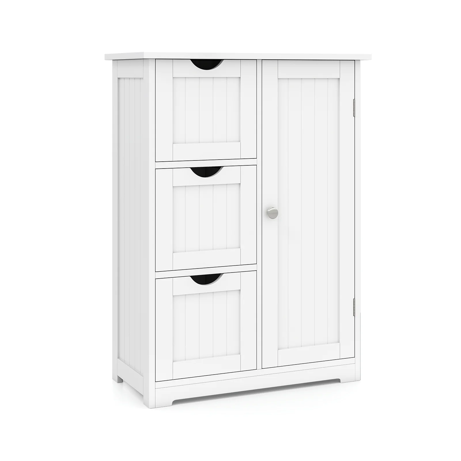 Bathroom Floor Cabinet, 3 Drawers, 1 Cupboard, White