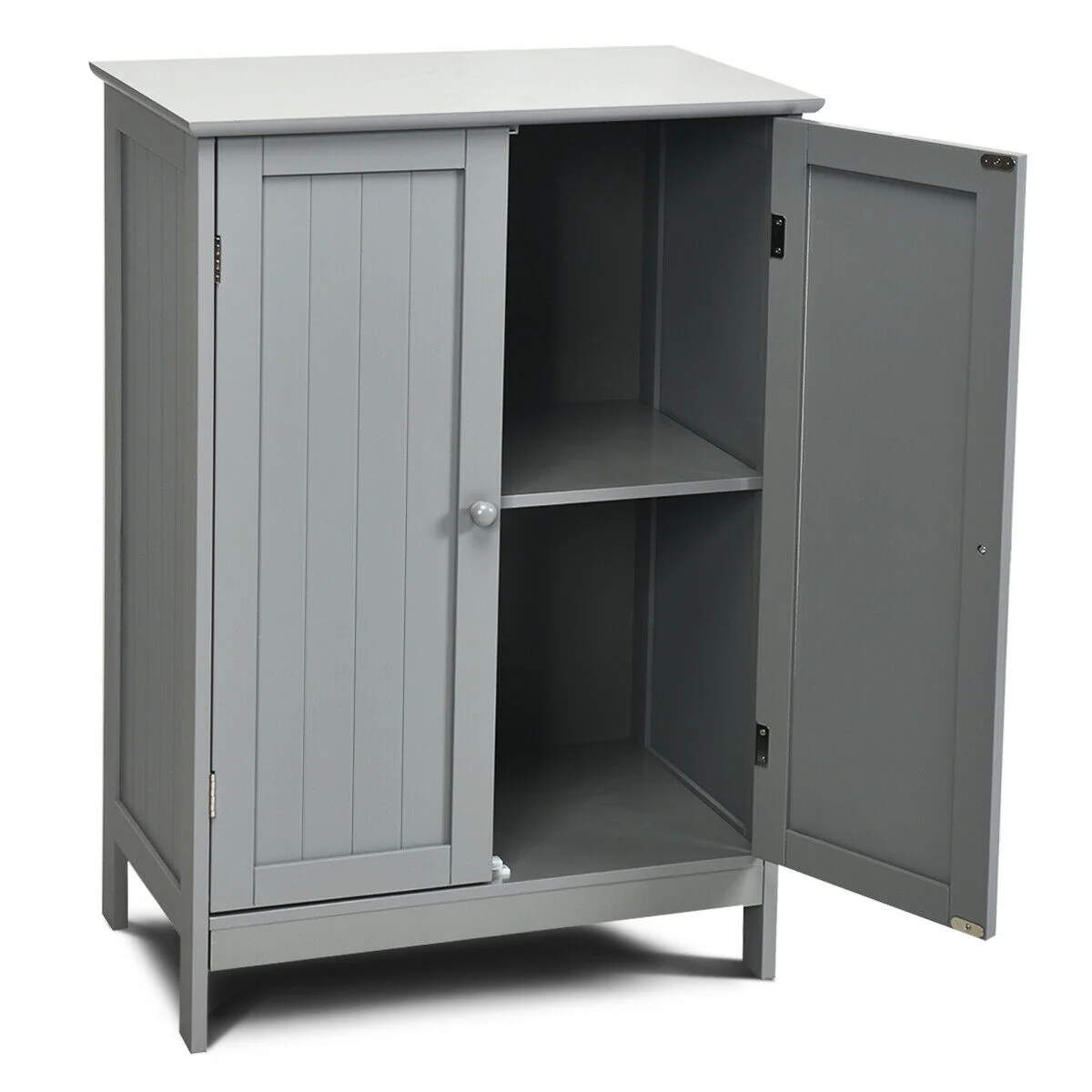 Bathroom Floor Storage Double Door Cupboard Cabinet, Gray - Image 10