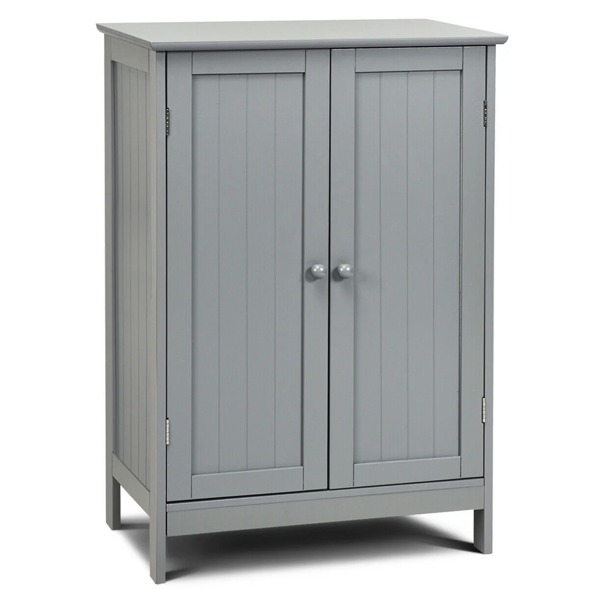 Bathroom Floor Storage Double Door Cupboard Cabinet, Gray - Image 4