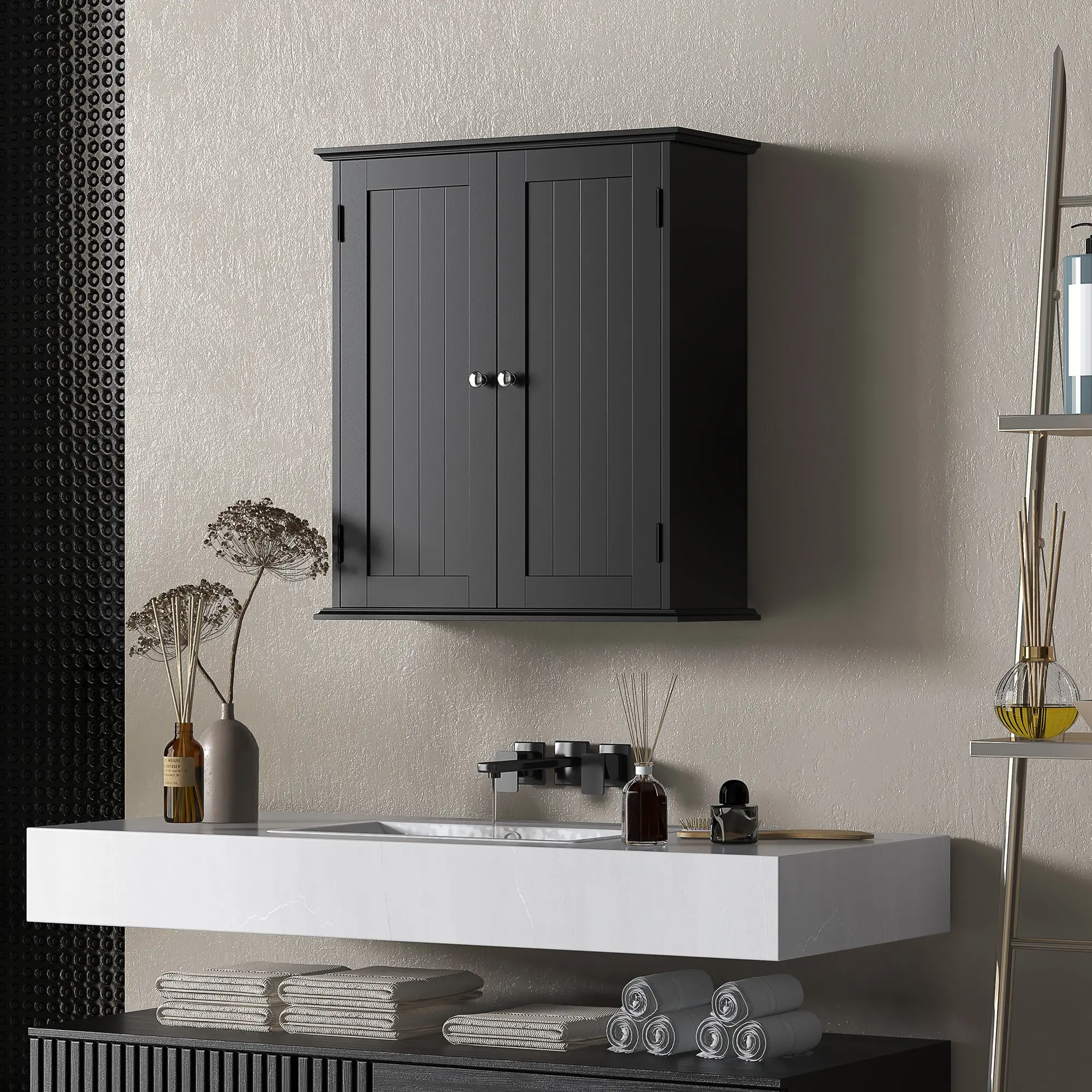 Bathroom Medicine Cabinet, 2 Doors, Adjustable Shelf, Over Toilet - Image 2
