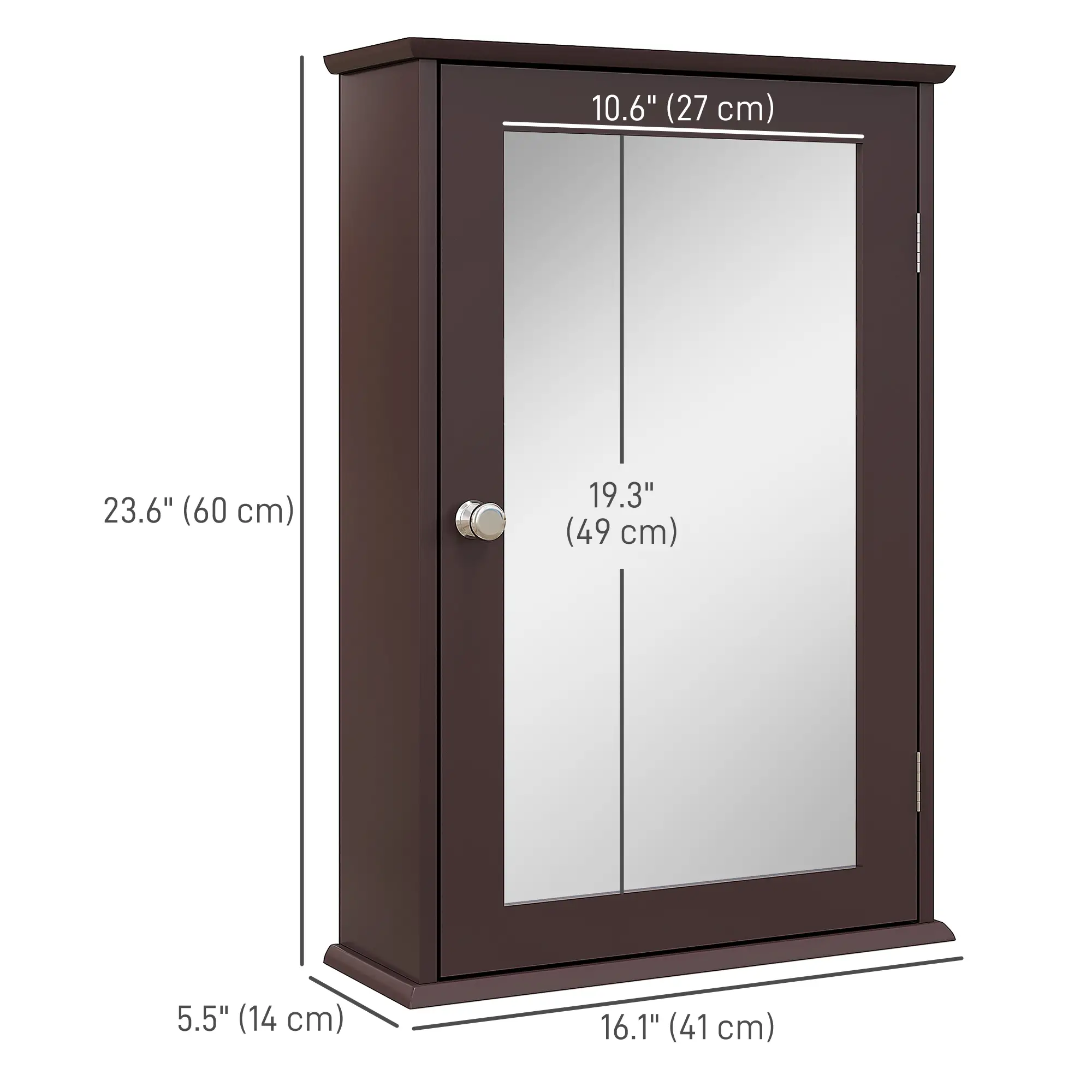 Bathroom Mirror Cabinet, Wall Mounted Medicine Cabinet, Dark Brown - Image 3