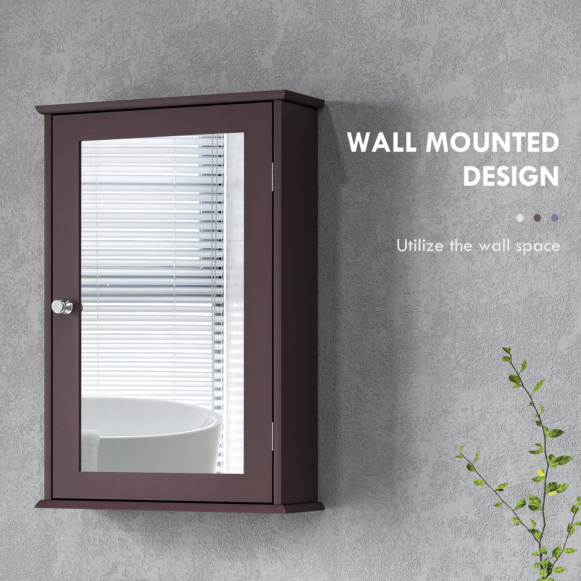Bathroom Mirror Cabinet, Wall Mounted Medicine Cabinet, Dark Brown - Image 4