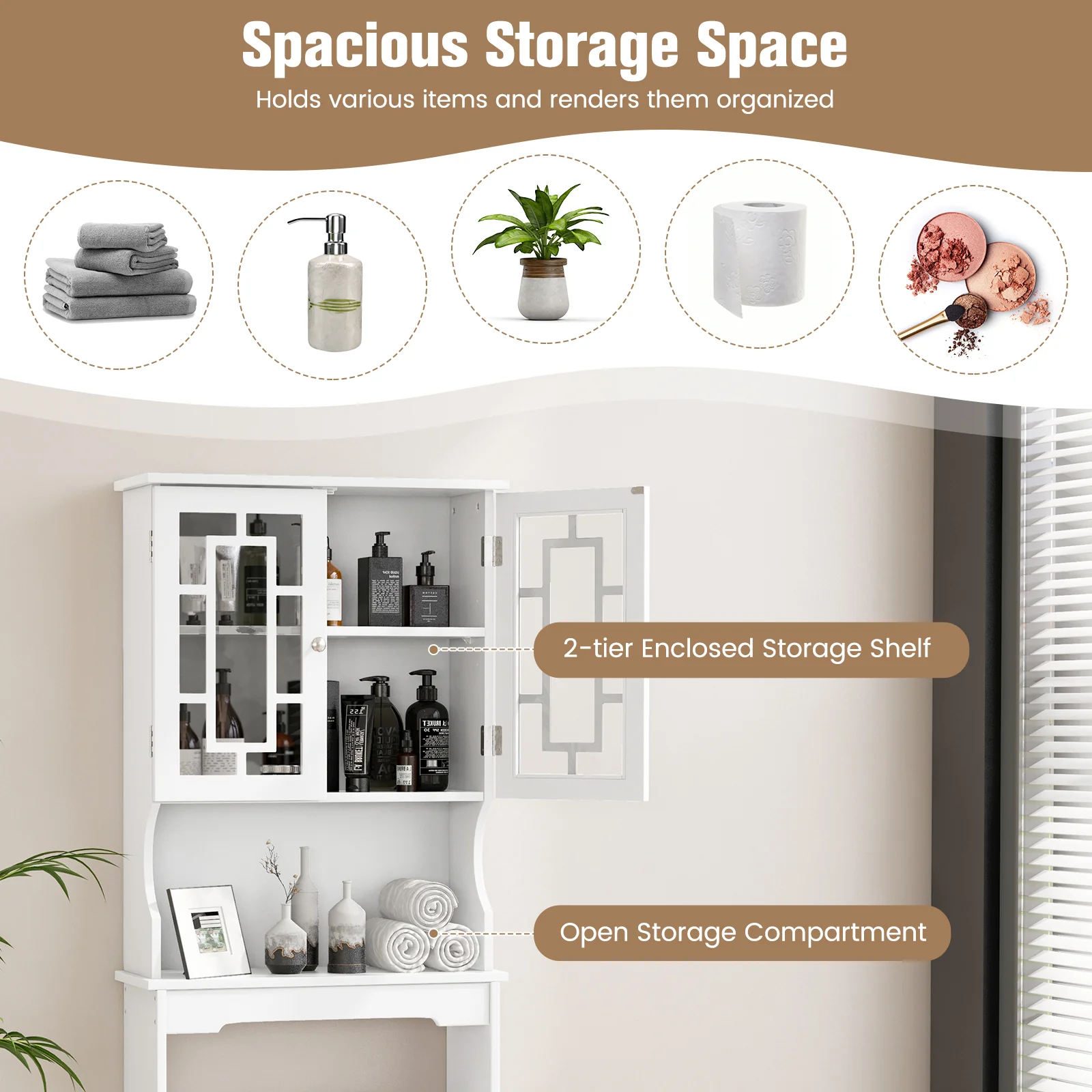 Bathroom Spacesaver Over the Toilet Door Storage Cabinet, White - Image 10