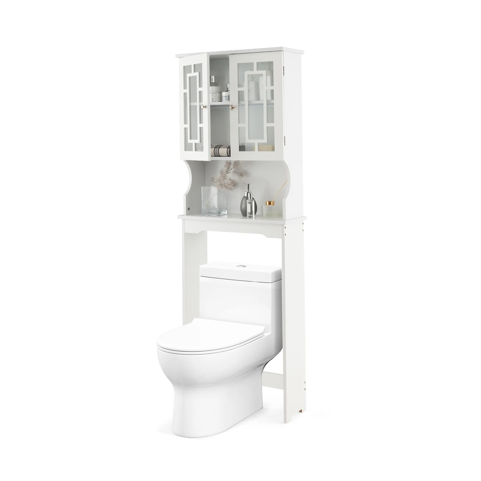Bathroom Spacesaver Over the Toilet Door Storage Cabinet, White - Image 5
