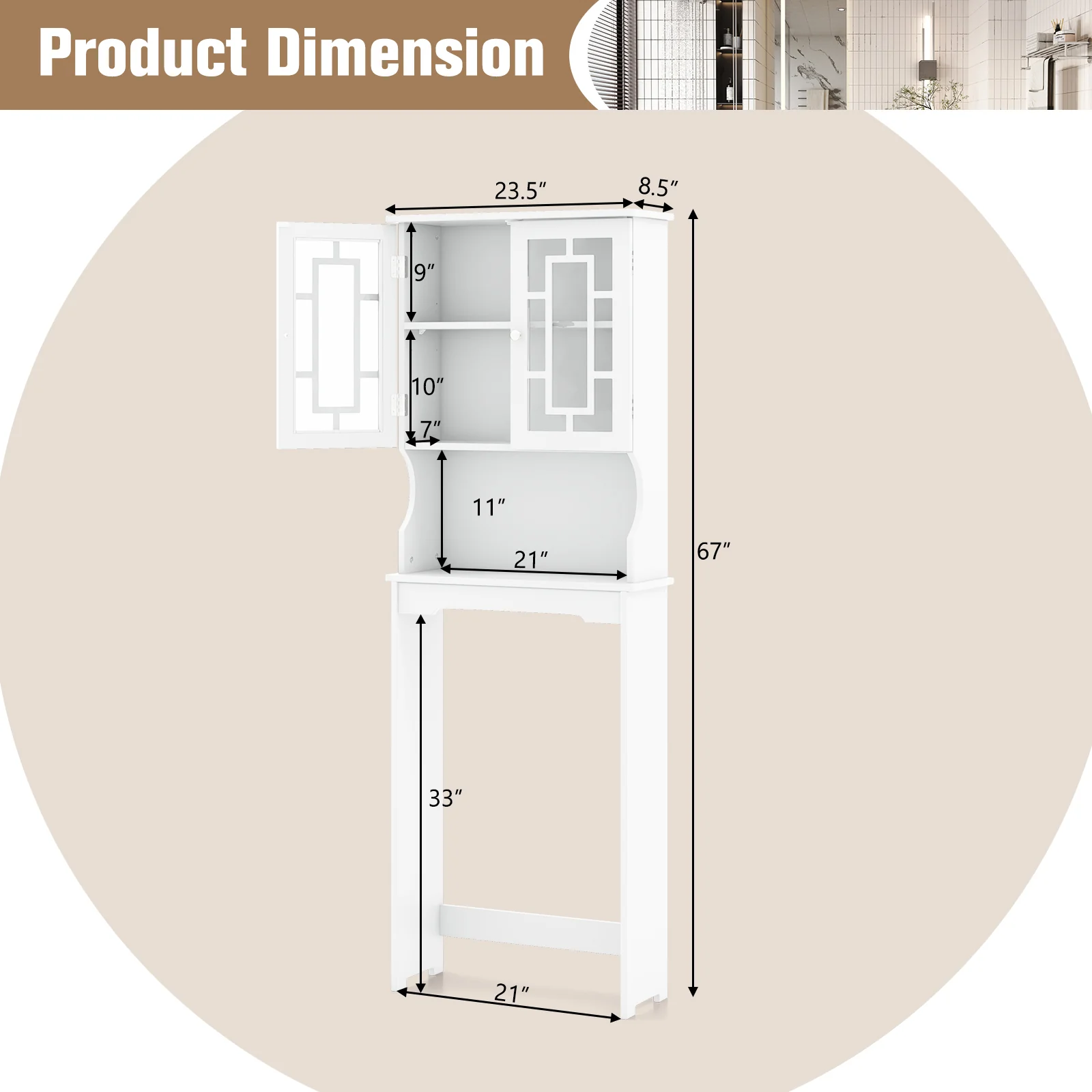 Bathroom Spacesaver Over the Toilet Door Storage Cabinet, White - Image 6