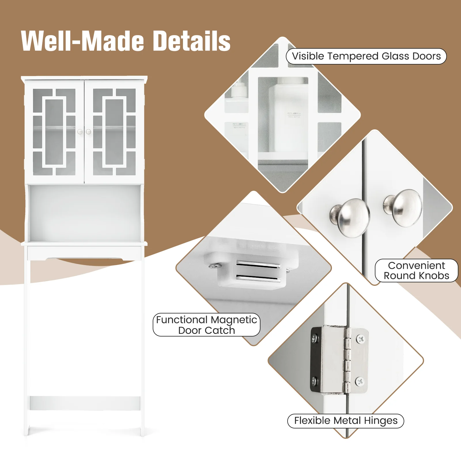 Bathroom Spacesaver Over the Toilet Door Storage Cabinet, White - Image 9