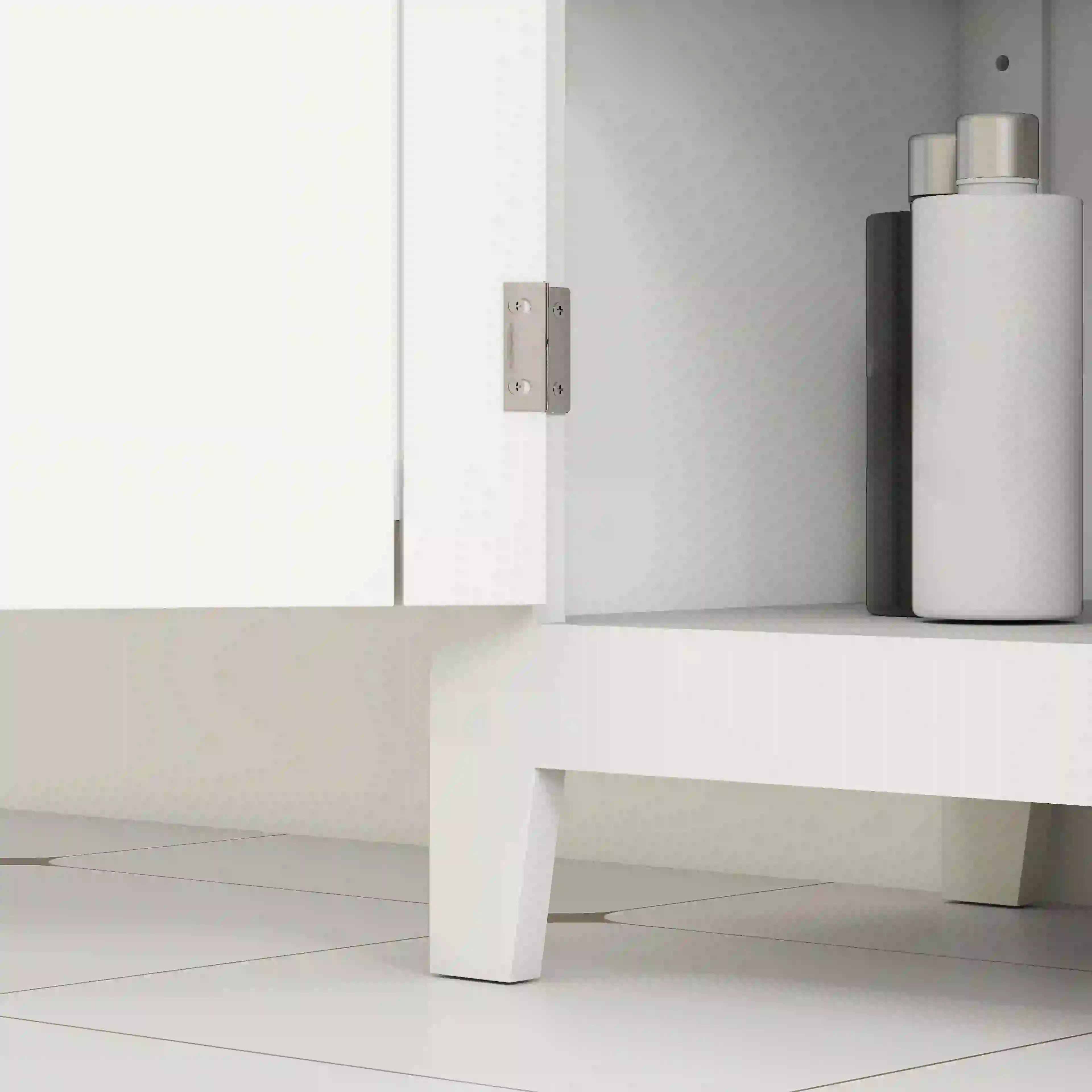 Bathroom Storage Cabinet, Modern Floor Cabinet, 4 Doors, 2 Shelves, White - Image 10