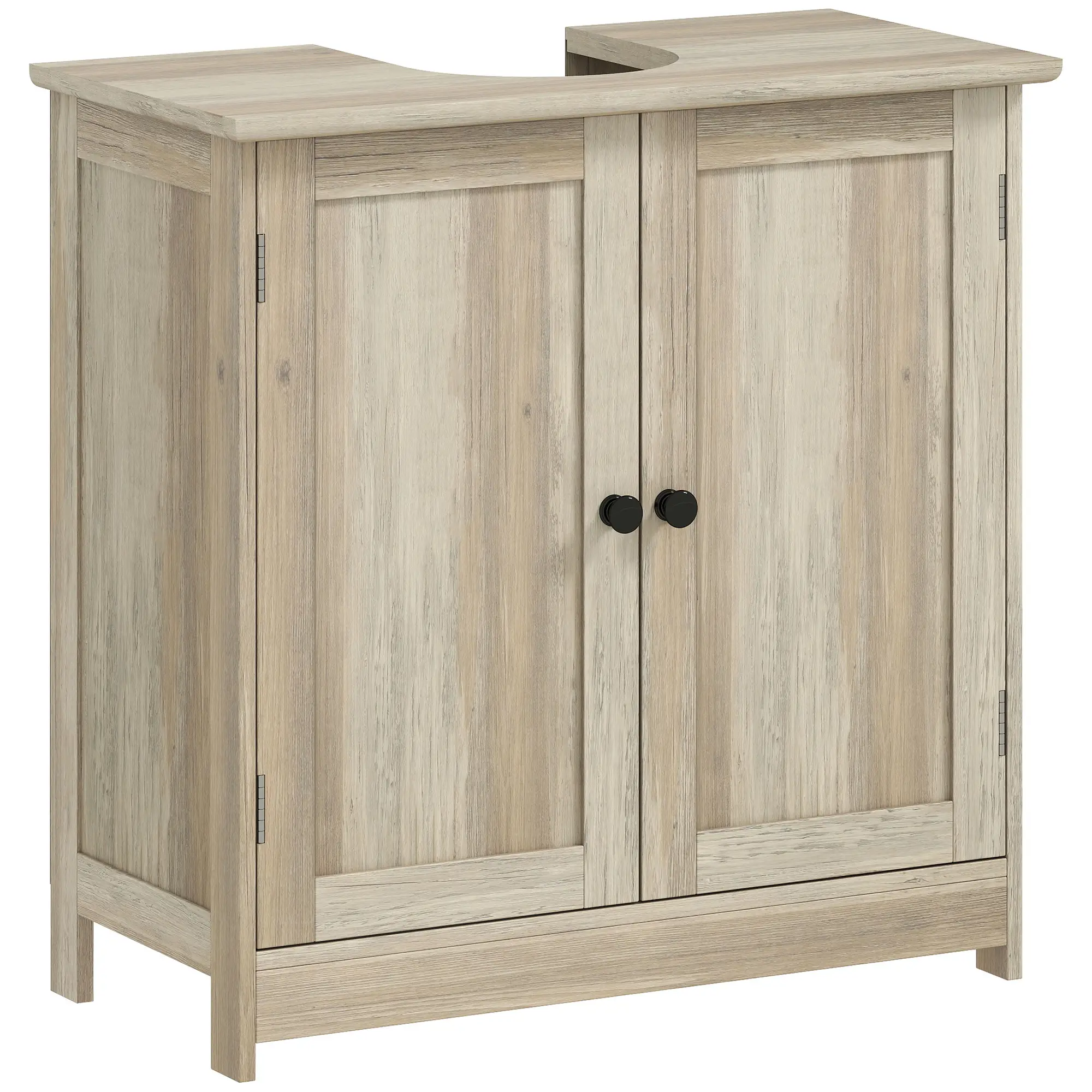Bathroom Vanity, 24" Pedestal Sink Bathroom Vanity Furniture with 2 Doors and Shelf, Grey Wood Grain - Image 11