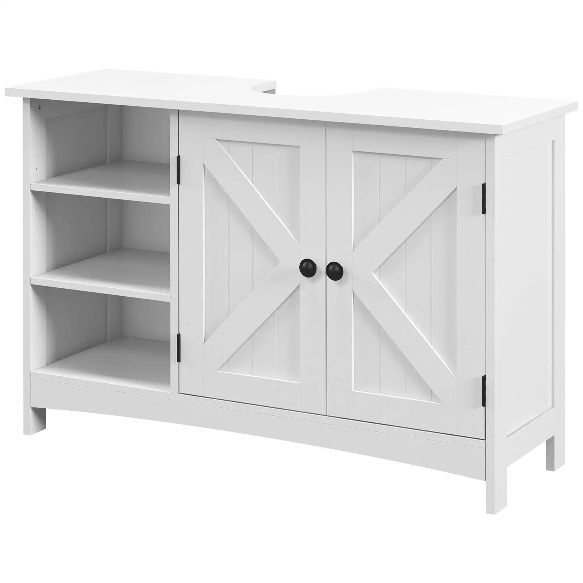 Bathroom Vanity Cabinet, Under Sink Storage, Double Doors, White