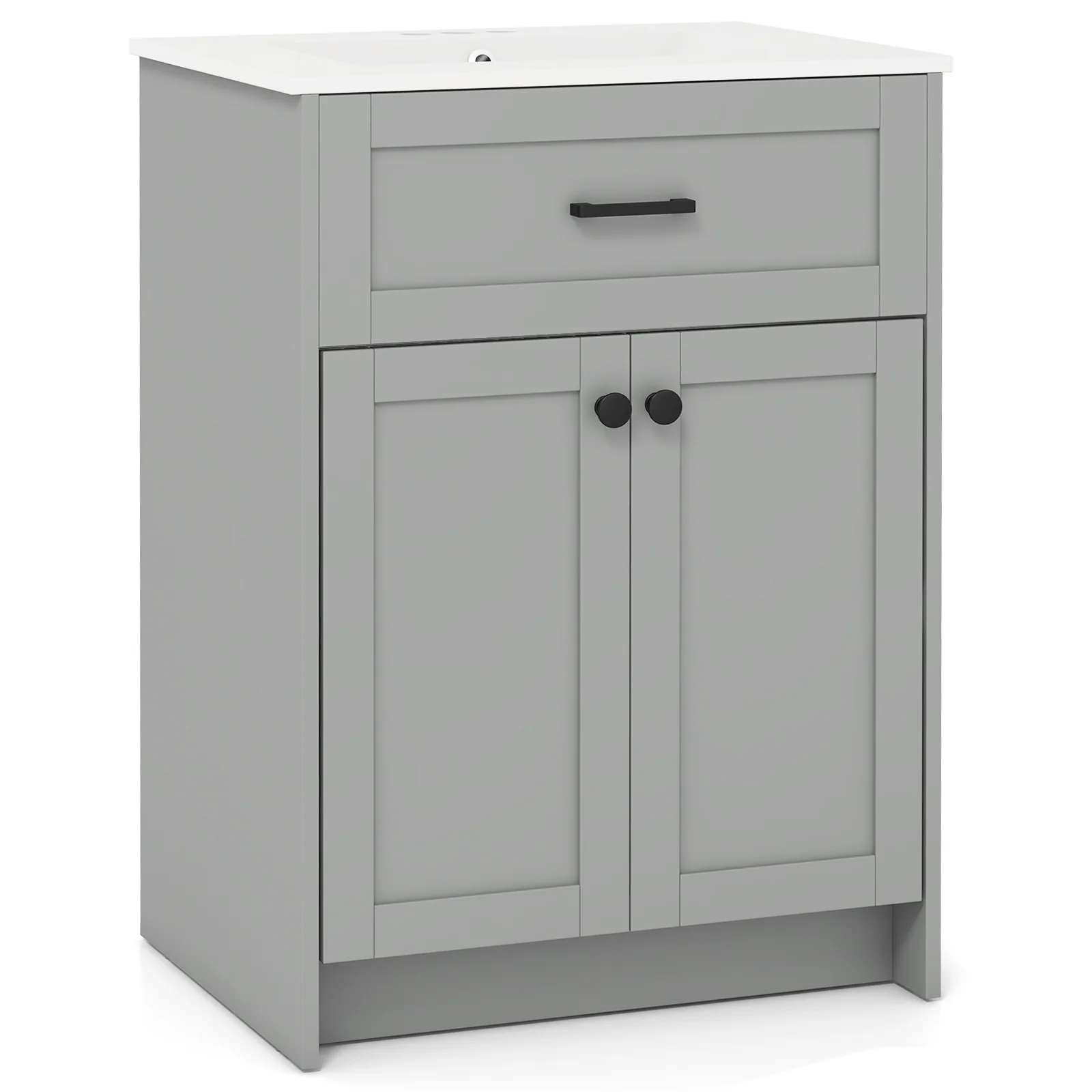Bathroom Vanity Unit With Basin, 2 Doors, Gray