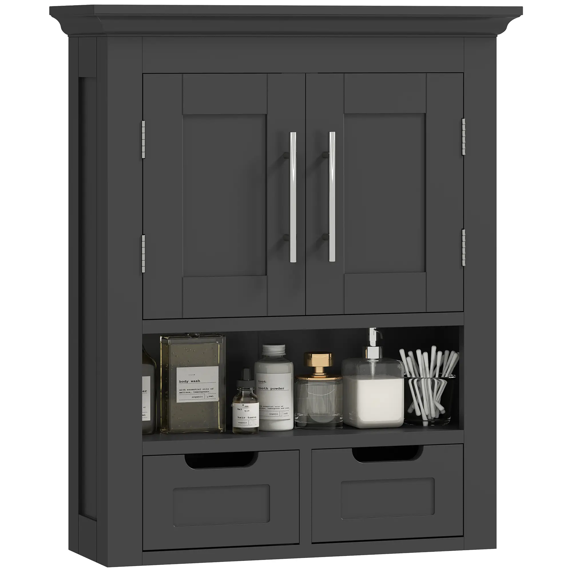 Bathroom Wall Cabinet, Medicine Cabinet, With Shelf, Black - Image 11