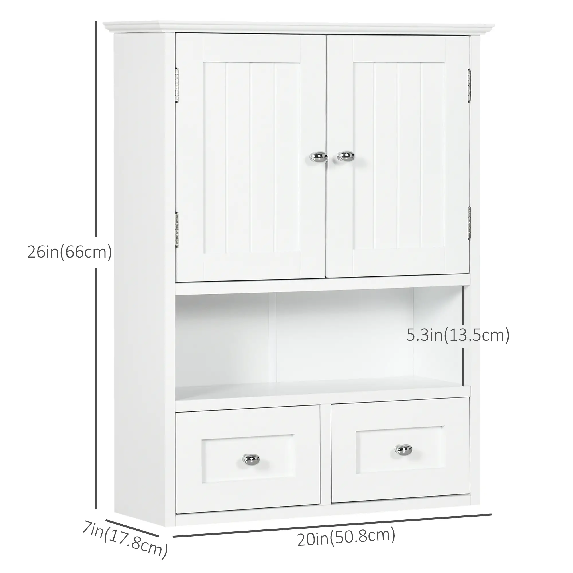 Bathroom Wall Cabinet, Medicine Cabinet, Over Toilet Storage, White - Image 3