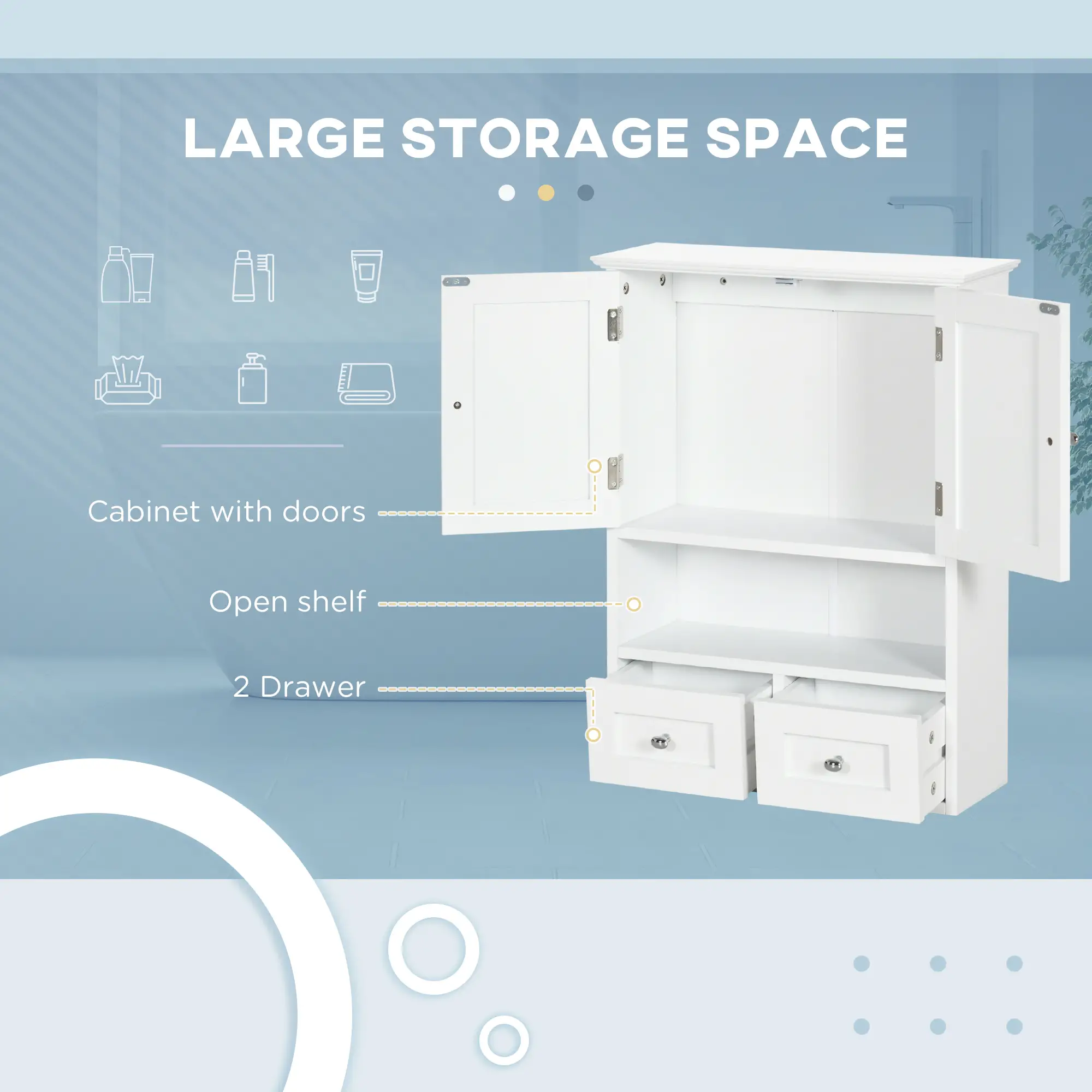 Bathroom Wall Cabinet, Medicine Cabinet, Over Toilet Storage, White - Image 4