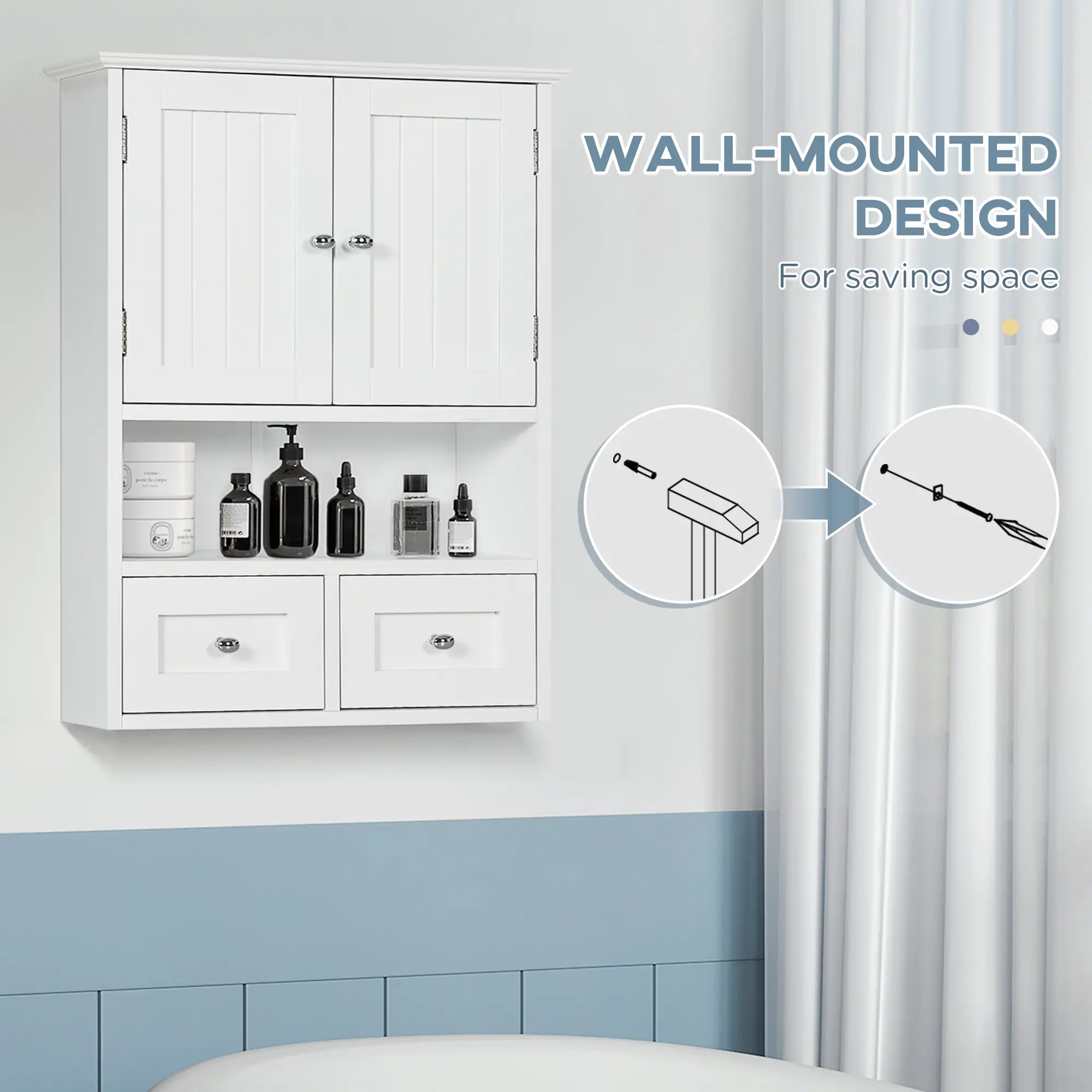 Bathroom Wall Cabinet, Medicine Cabinet, Over Toilet Storage, White - Image 5