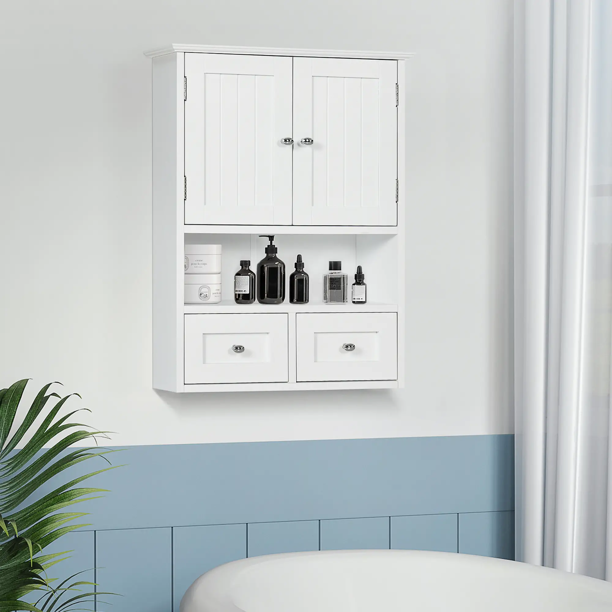 Bathroom Wall Cabinet, Medicine Cabinet, Over Toilet Storage, White - Image 8