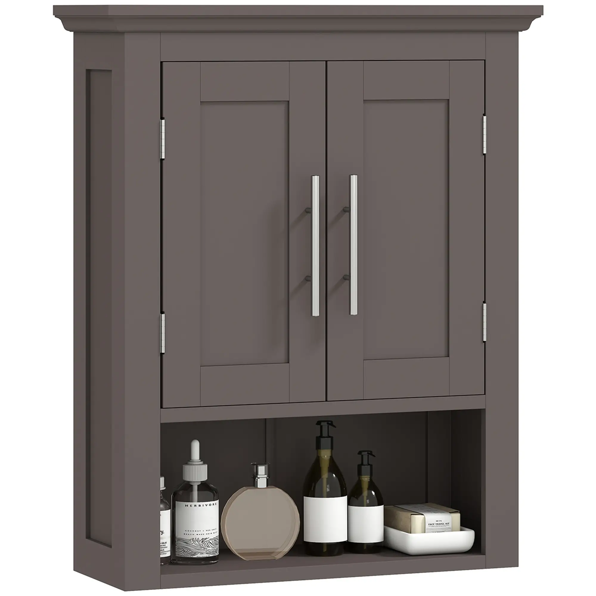 Bathroom Wall Cabinet, Medicine Cabinet with Shelf, Brown - Image 11
