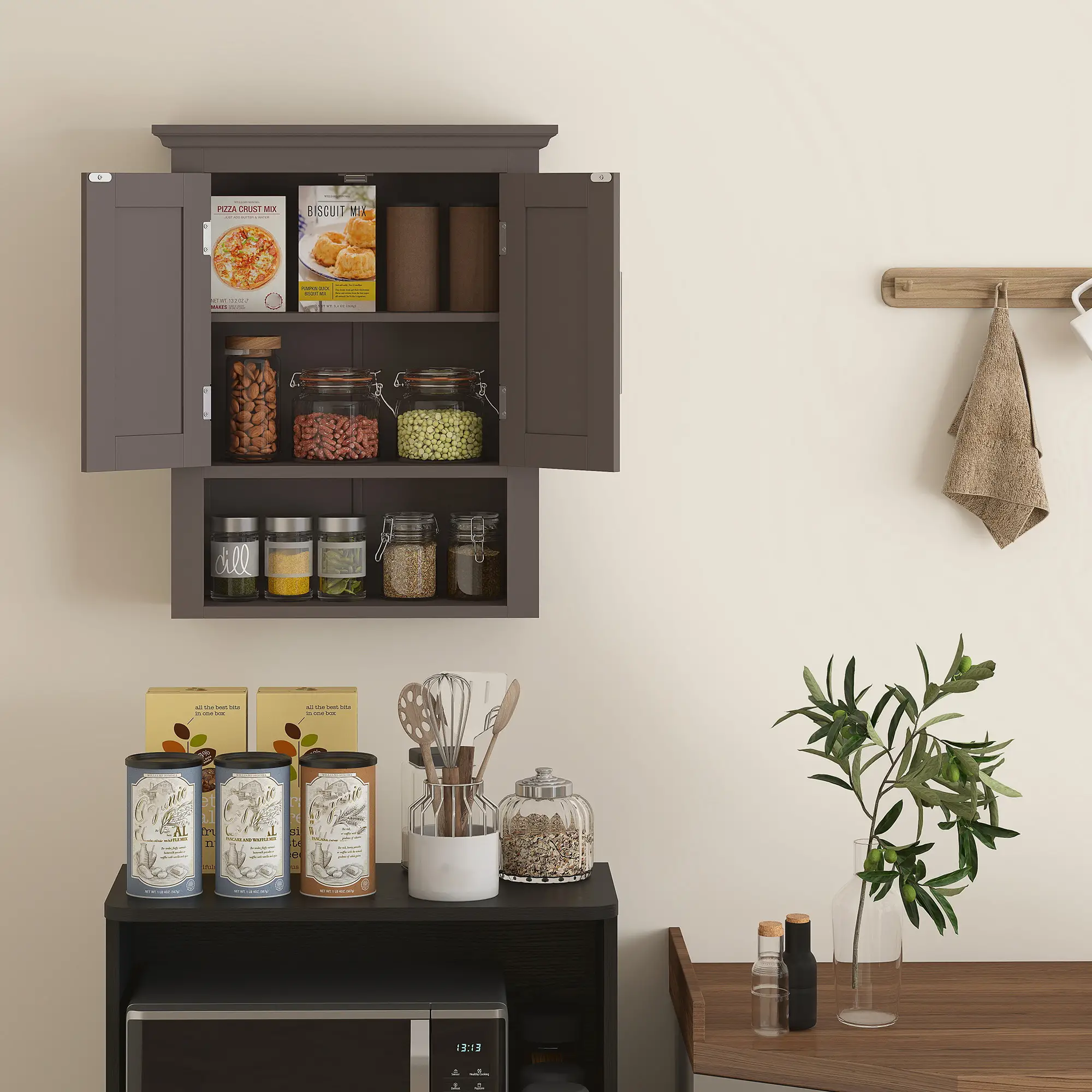 Bathroom Wall Cabinet, Medicine Cabinet with Shelf, Brown - Image 9
