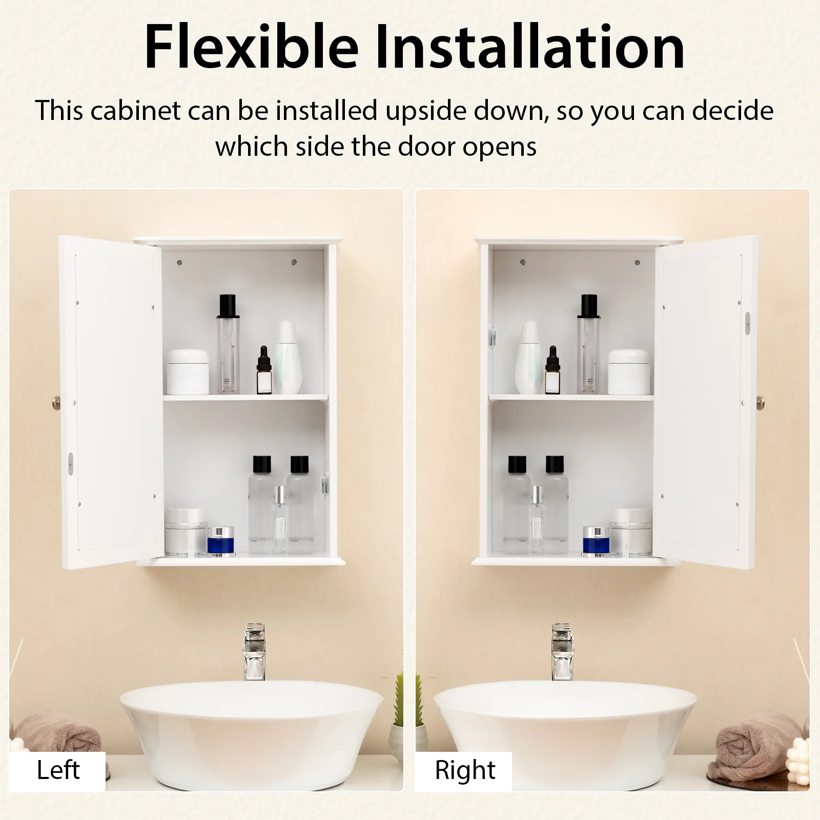 Bathroom Wall Cabinet, Single Mirror Door, White - Image 8