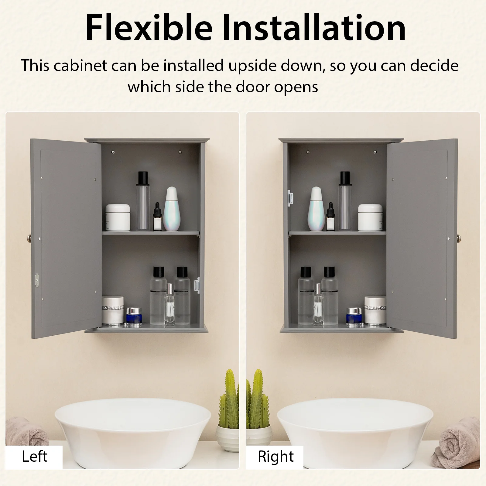 Bathroom Wall Cabinet With Mirror Door, Gray - Image 9