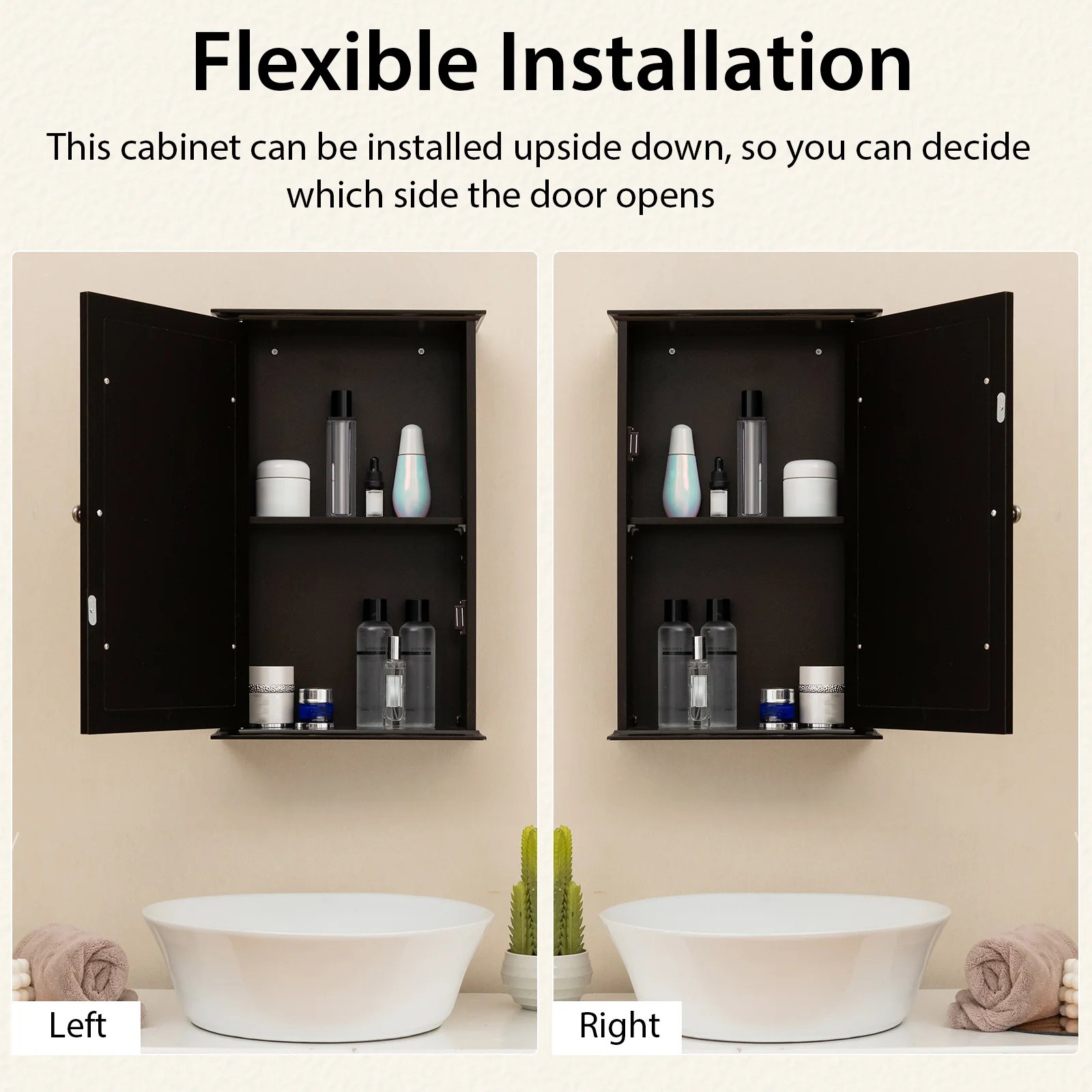 Bathroom Wall Cabinet with Single Mirror Door, Brown - Image 9
