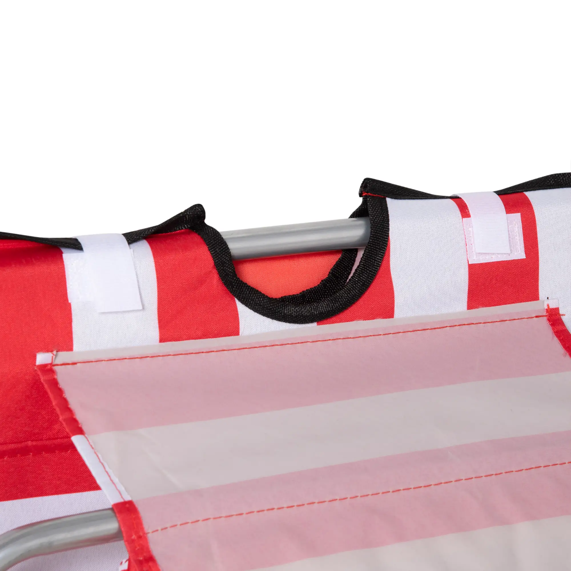 Beach Lounge Chair Set, Folding Mat w/ Adjustable Back, Steel Frame, Head Pillow, Carry Bag, Red and White - Image 10