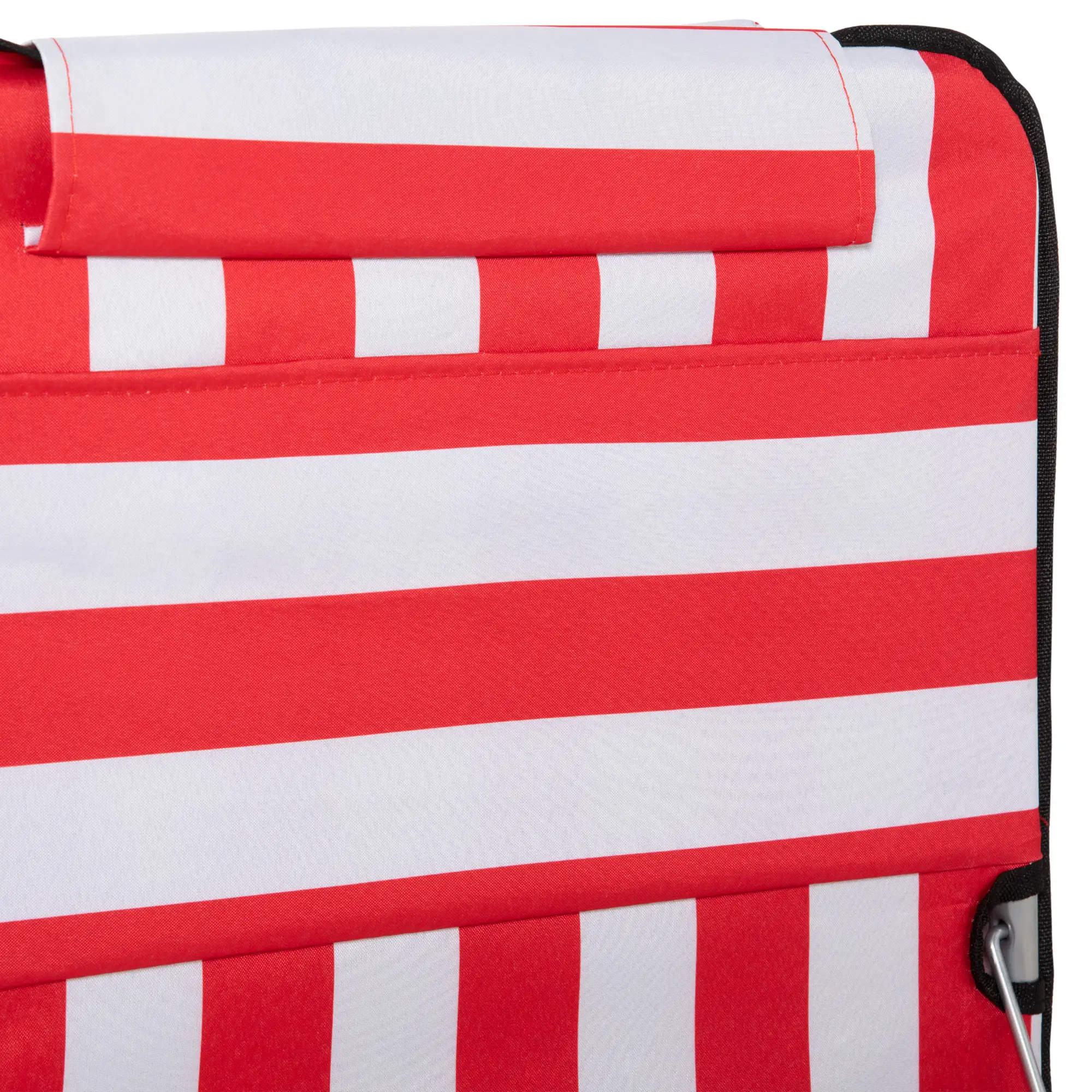Beach Lounge Chair Set, Folding Mat w/ Adjustable Back, Steel Frame, Head Pillow, Carry Bag, Red and White - Image 9