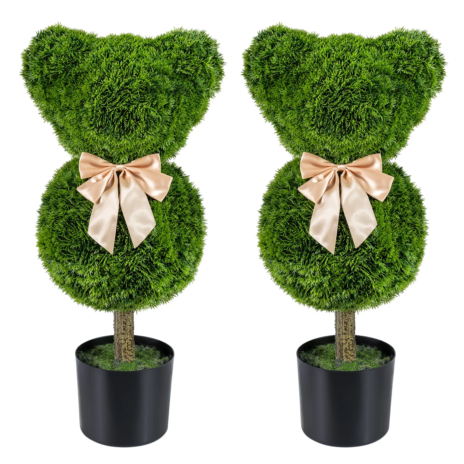 Bear Topiary Trees With Pots, Sun-Resistant Bear-Shaped Boxwood Faux Plants