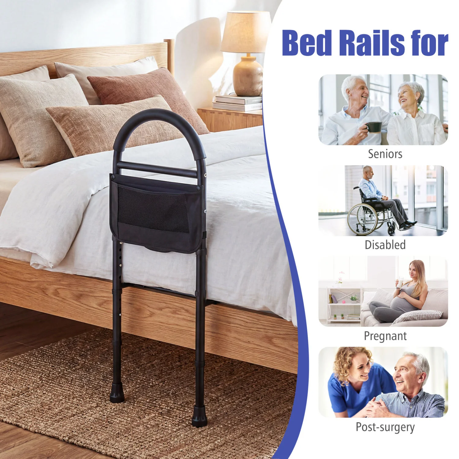 Bed Rails for Elderly, Height Adjustable Safety Railings - Image 7