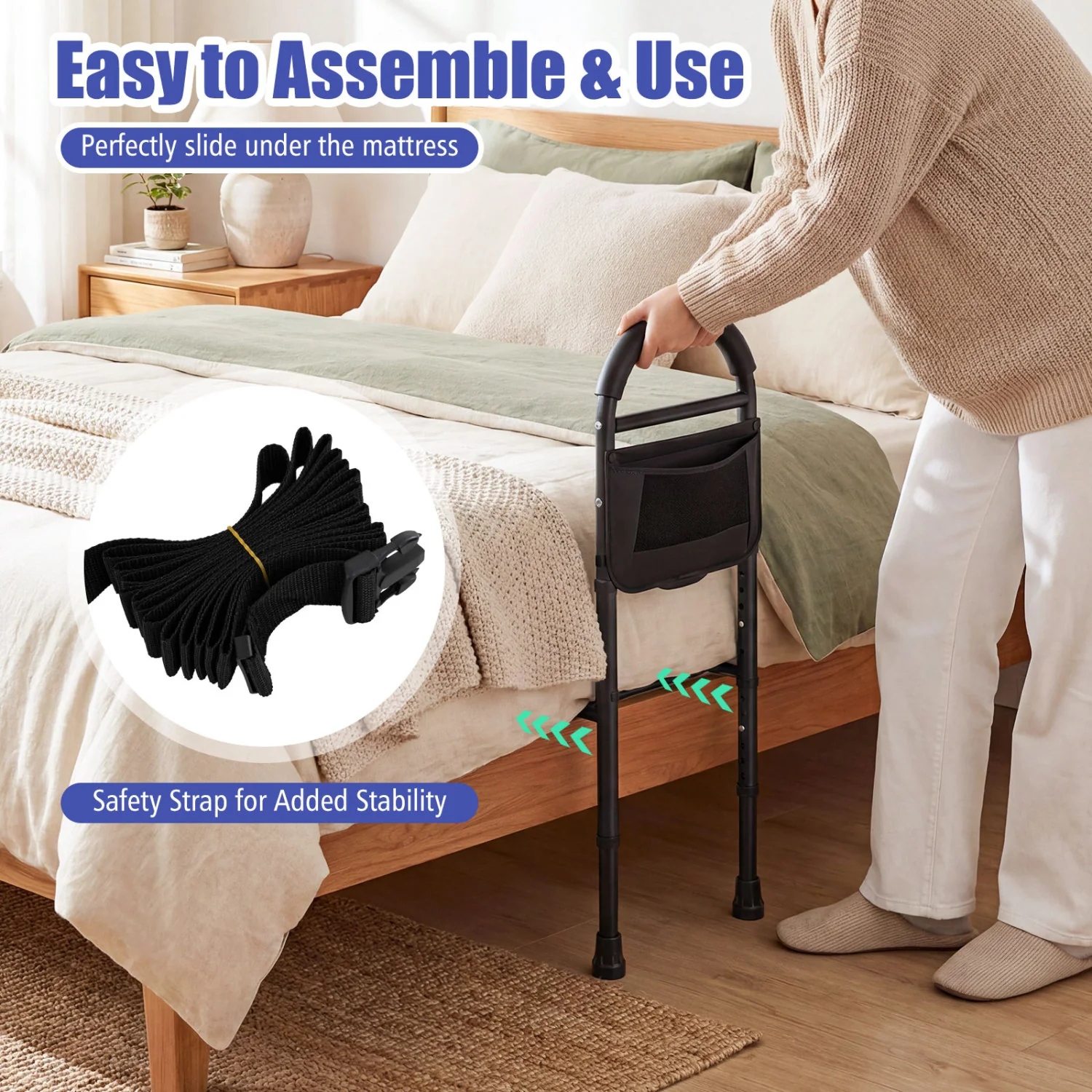 Bed Rails for Elderly, Height Adjustable Safety Railings - Image 8