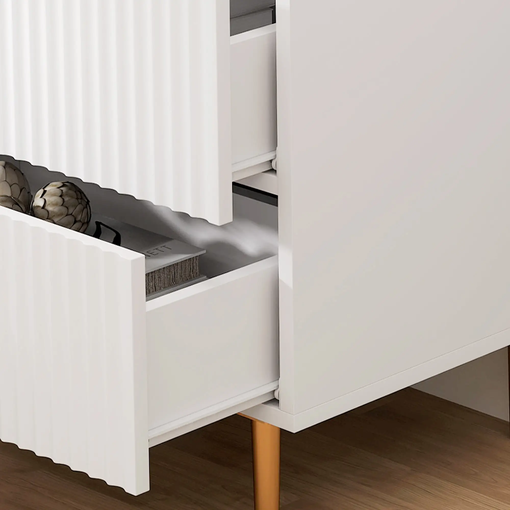 Bedside Table, Modern Nightstand with 2 Drawers, Side End Table with Metal Legs for Living Room, Bedroom, White - Image 11